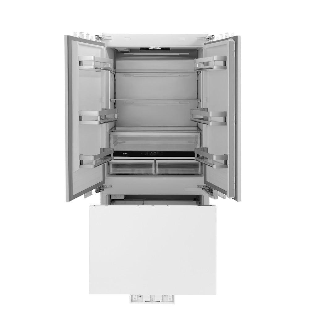 ZLINE 36-inch refrigerator, panel ready with bright white interior RBIV-36, front view