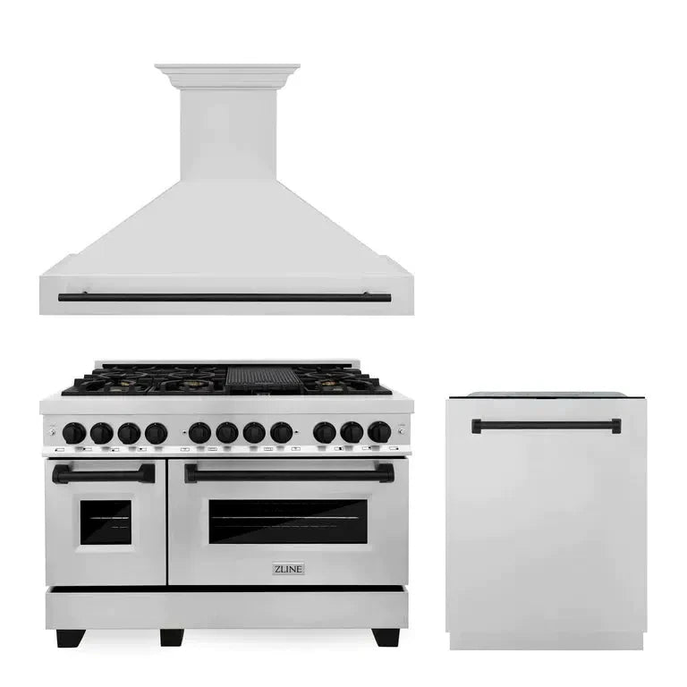 ZLINE 48-inch kitchen package 3AKP-RARHDWM48-MB