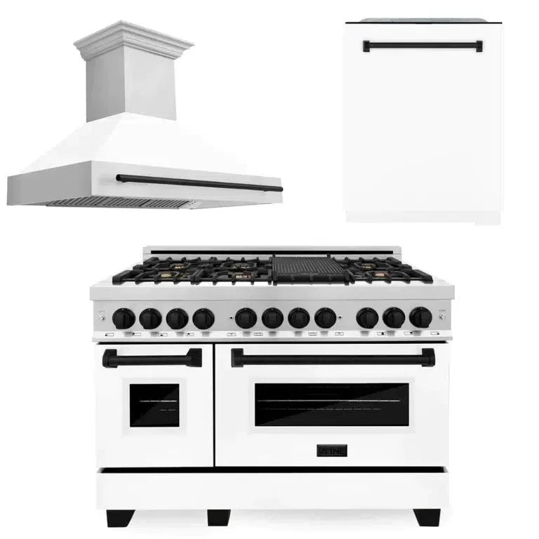 ZLINE 48-inch kitchen package 3AKP-RAWMRHDWM48-MB