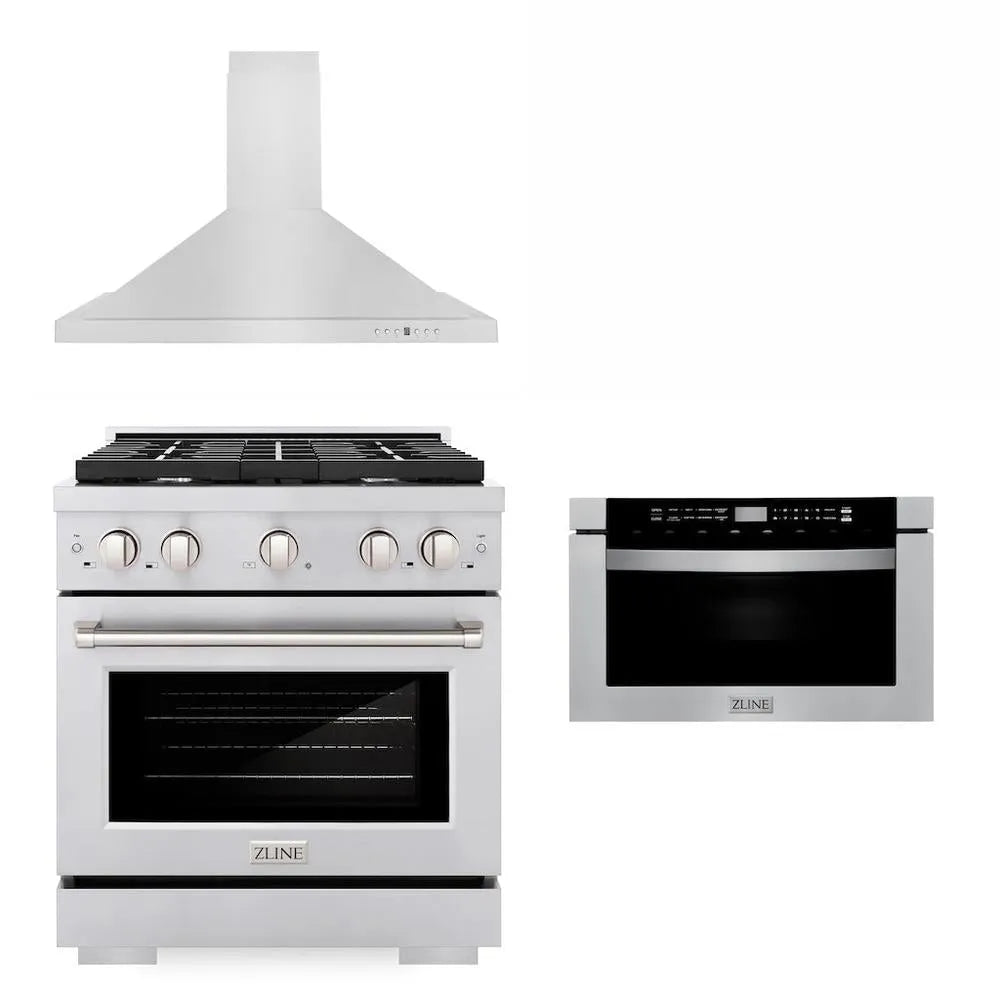 ZLINE 30-inch kitchen package 3KP-SGRRH30-MW