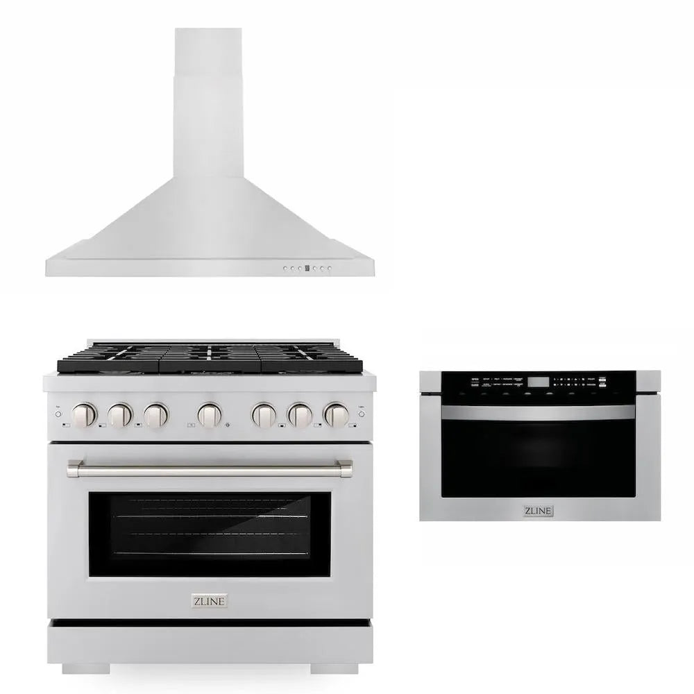 ZLINE 36-inch kitchen package 3KP-SGRRH36-MW