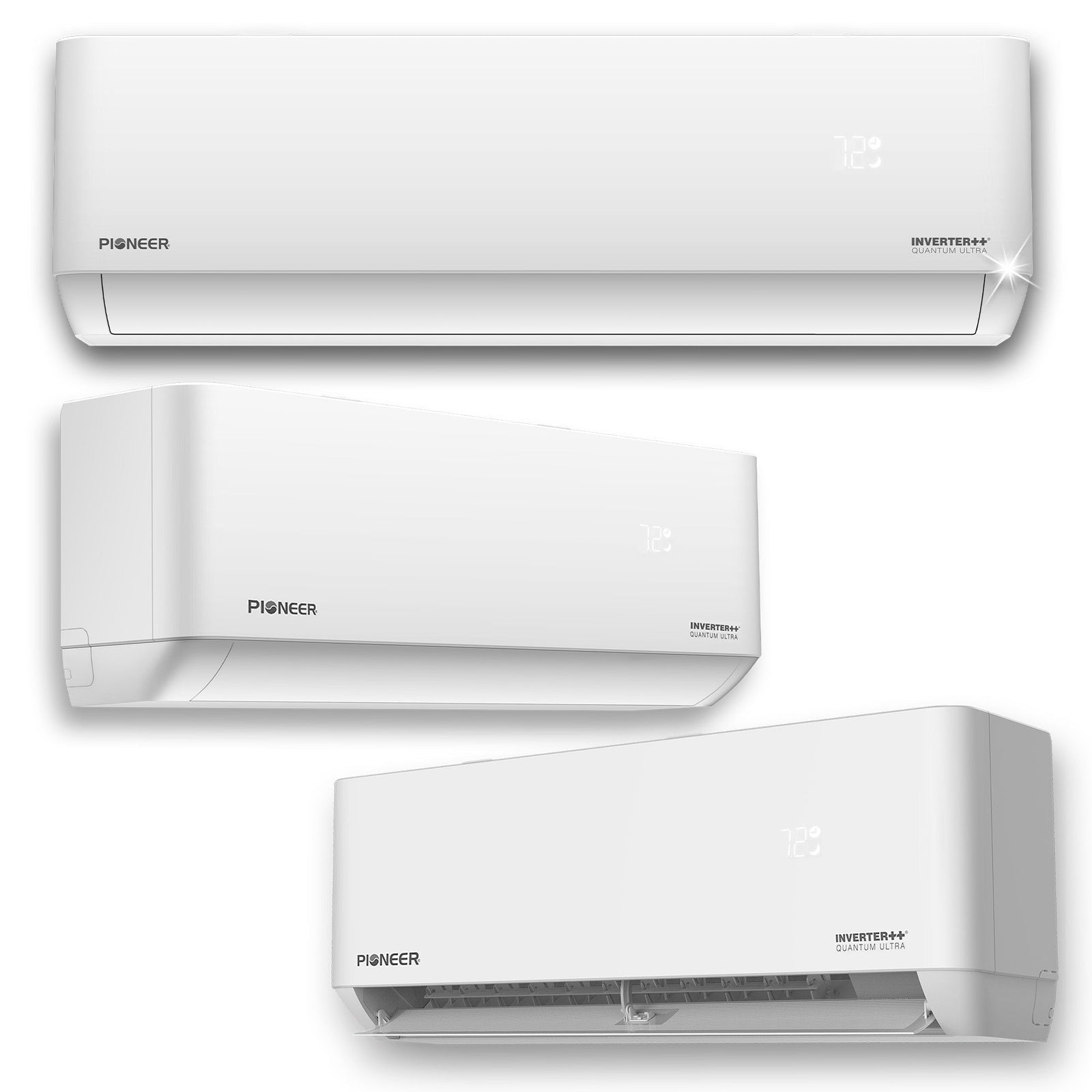 Pioneer 45,000 BTU (9K + 12K + 24K) 3-Ton Quantum Ultra Wi-Fi 22.5 SEER2 Energy-Star Multi 3-Zone Wall Mount Air Conditioner Heat Pump 230V