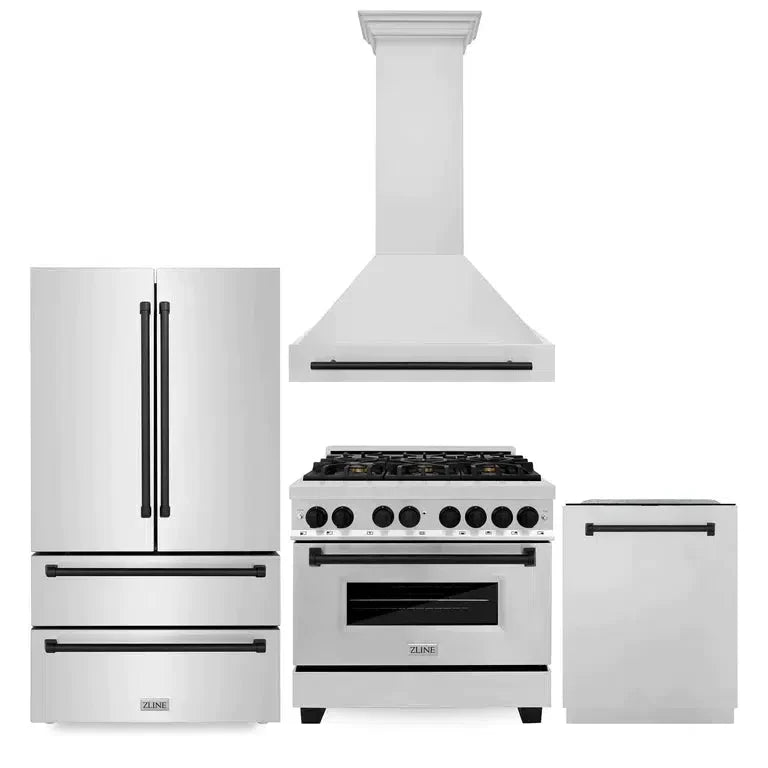 ZLINE 36-inch kitchen package 4KAPR-RARHDWM36-MB