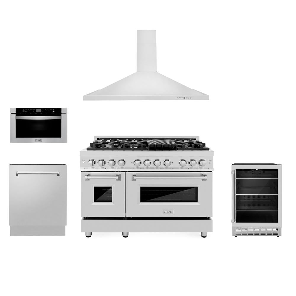 ZLINE 48-inch kitchen package 5KP-RARH48-MWDWV-RBV