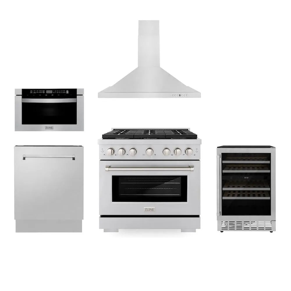 ZLINE 36-inch kitchen package 5KP-SGRRH36-MWDWV-RWV