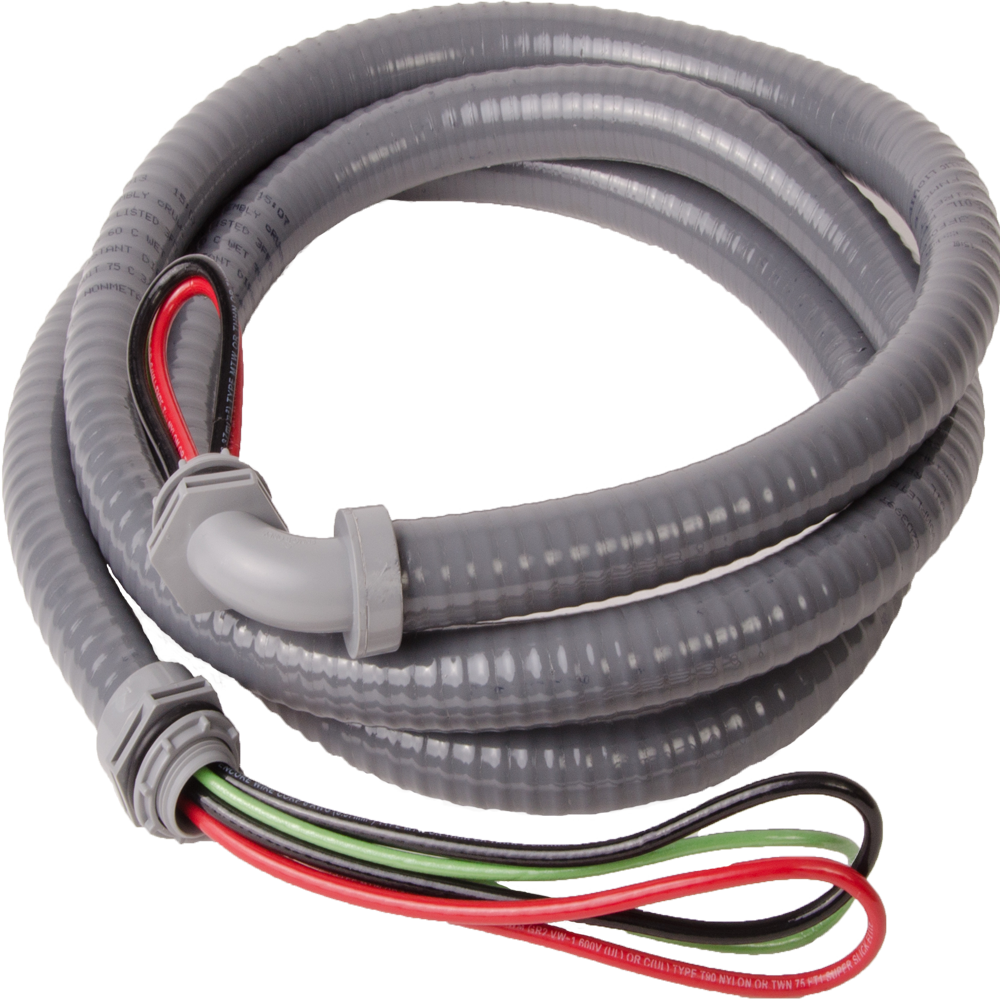 3/4 Inches x 6 Ft Electrical Whip with Conduit (8 Gauge Wire)