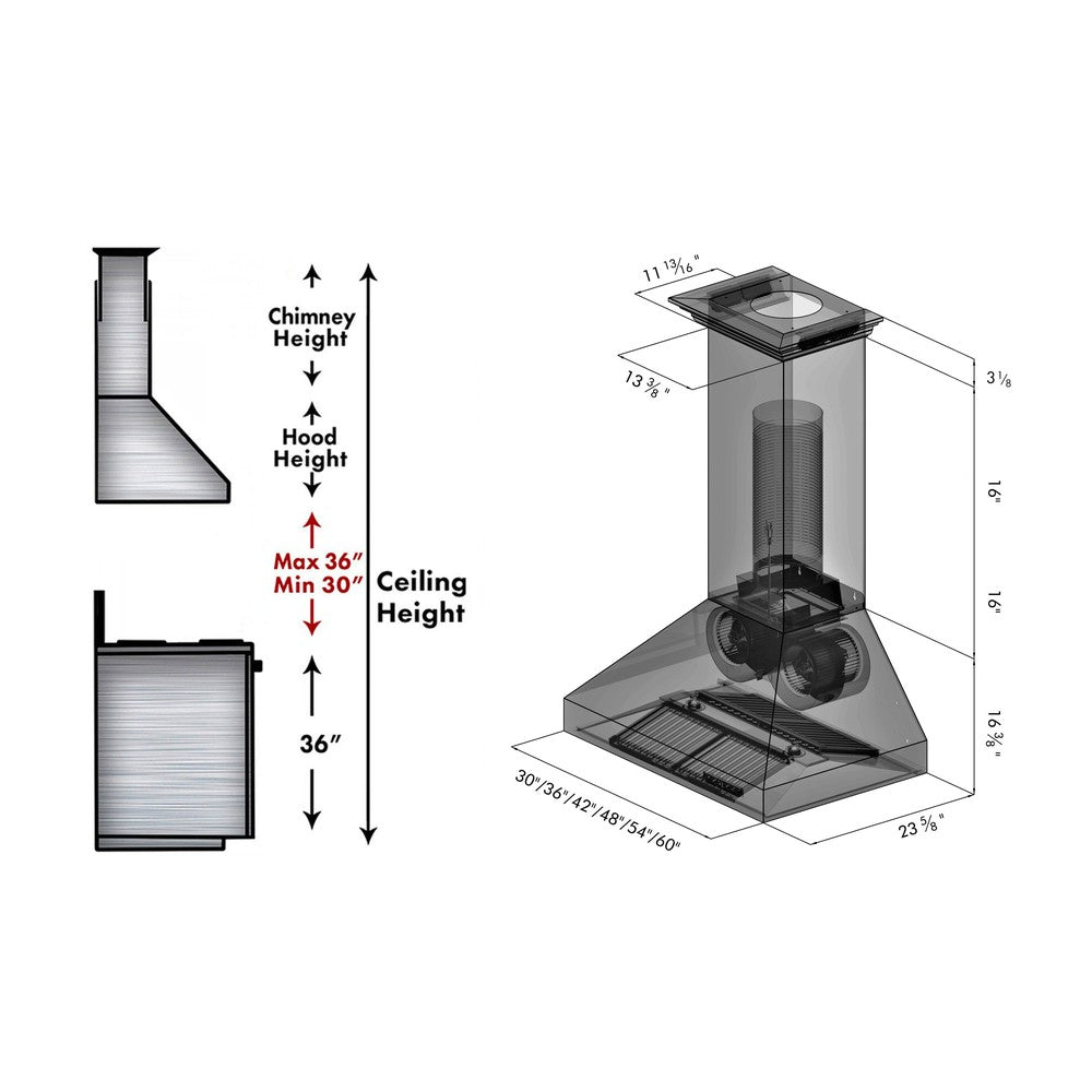 ZLINE Professional 30-inch range hood in stainless steel 667CRN-30, view 7