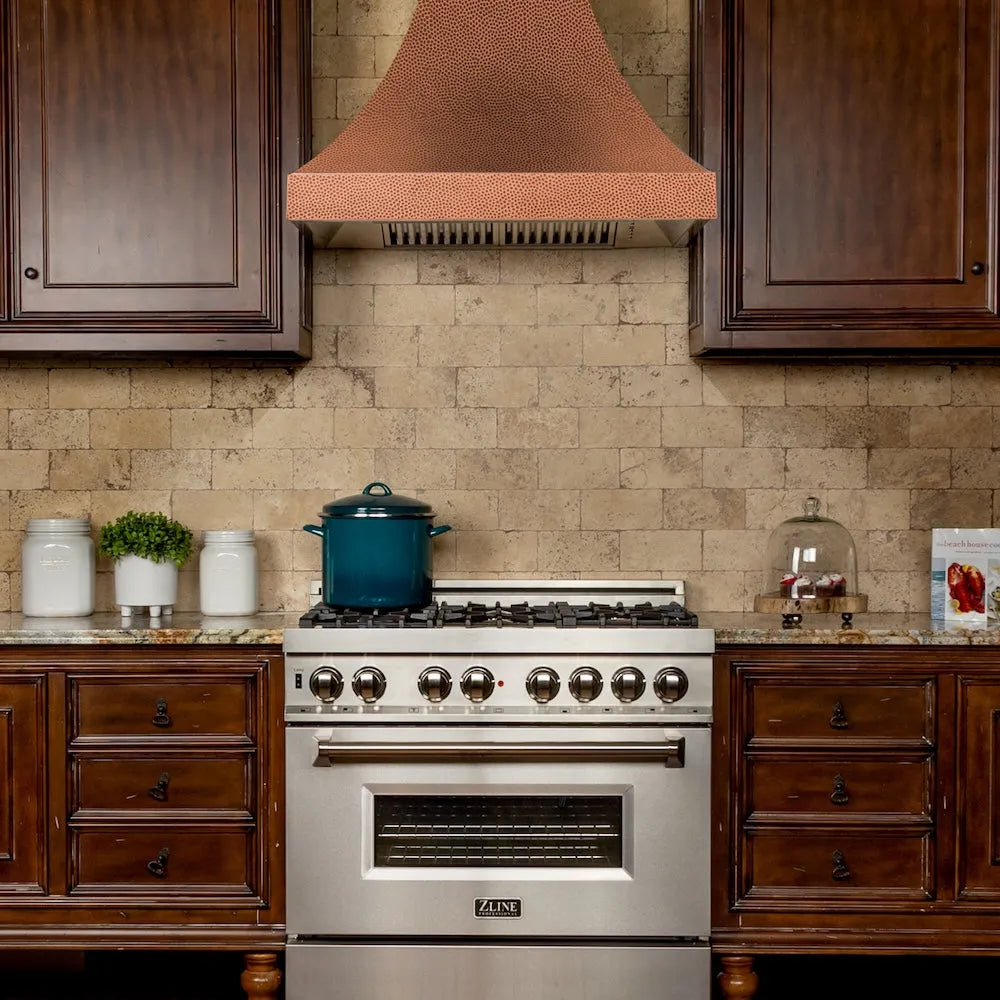 ZLINE Designer 36-inch range hood in hand-hammered copper 8632H-36, view 2