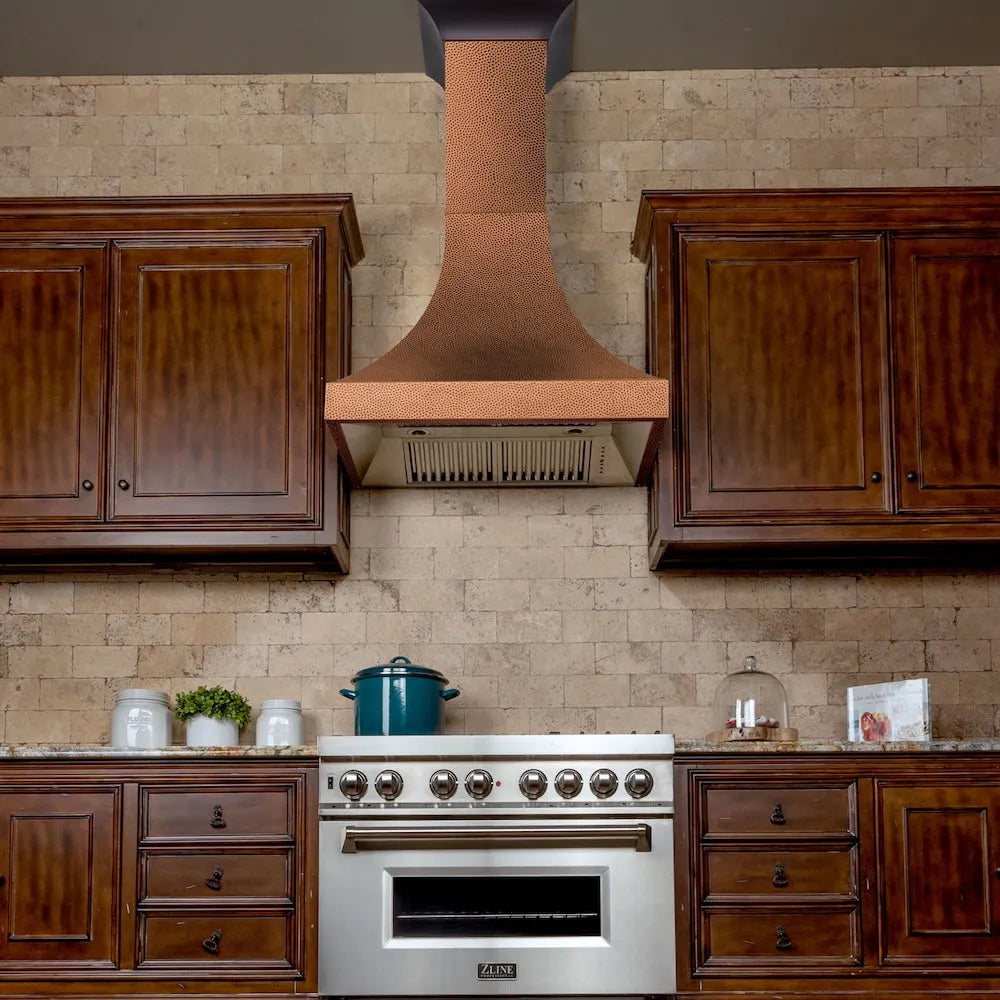 ZLINE Designer 30-inch range hood in hand-hammered copper 8632H-30, view 2