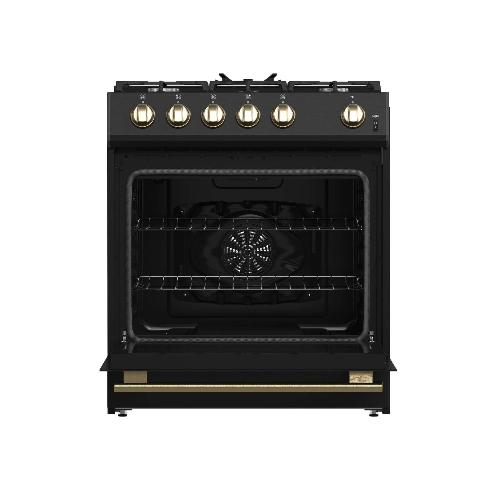 Forno Leonardo Espresso 30-Inch Black Gas Range, 5 Burners, 39,500 BTU, 5 cu.ft Convection Oven - FFSGS1116-30BLK