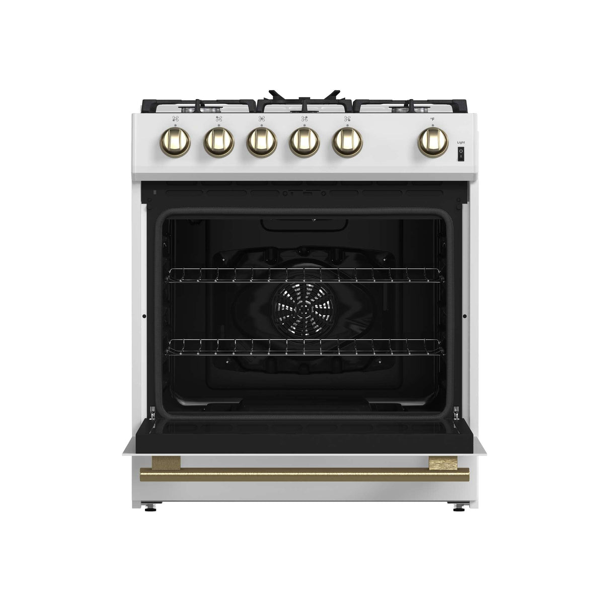 Forno Leonardo Espresso 30-Inch White Gas Range, 5 Burners, 39,500 BTU, 5 cu.ft Convection Oven - FFSGS1116-30WHT