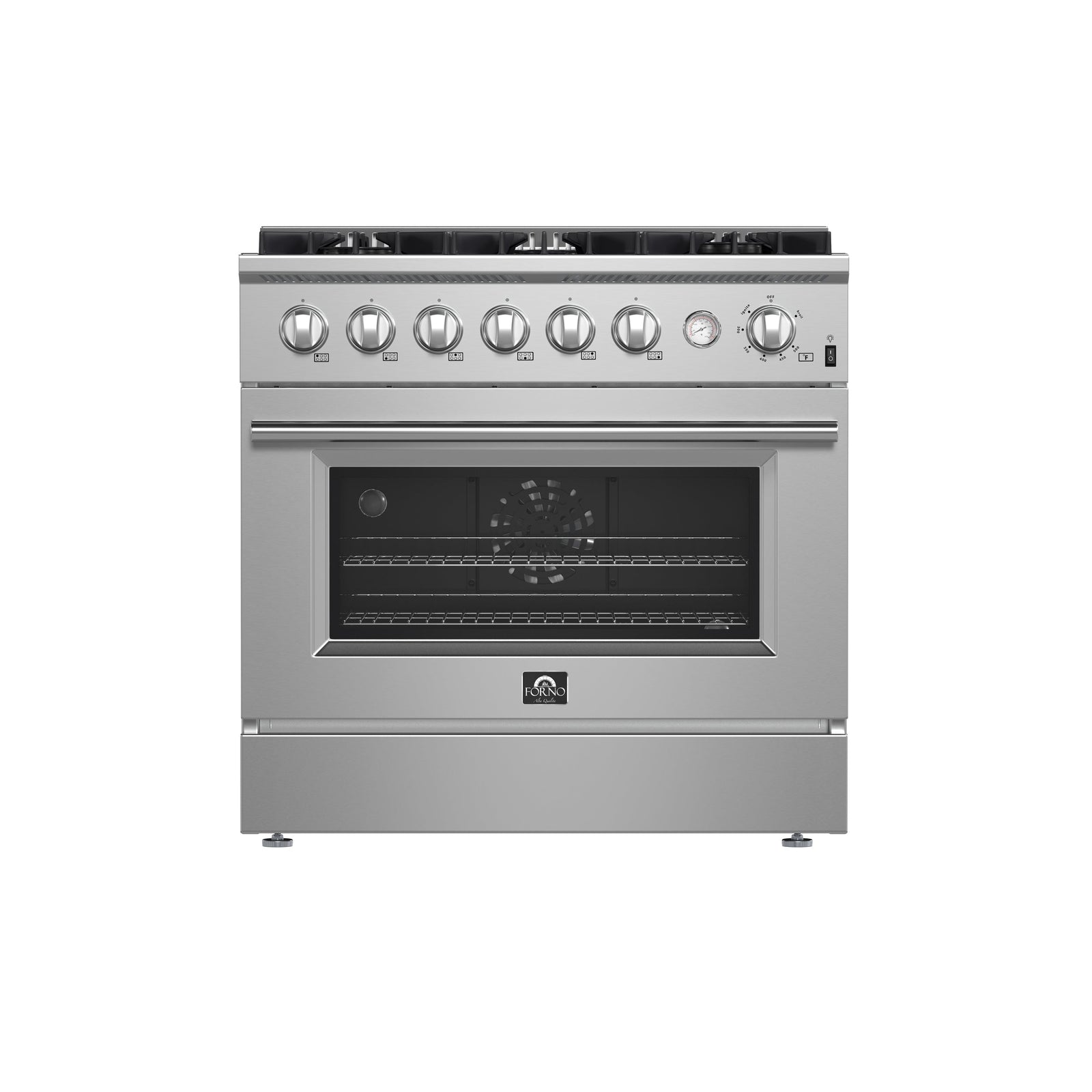 Forno Marco 36-Inch Gas Range Stainless Steel, 6 Burners 67,000 BTU, 5.36 cu.ft. Convection Oven - FFSGS6277-36