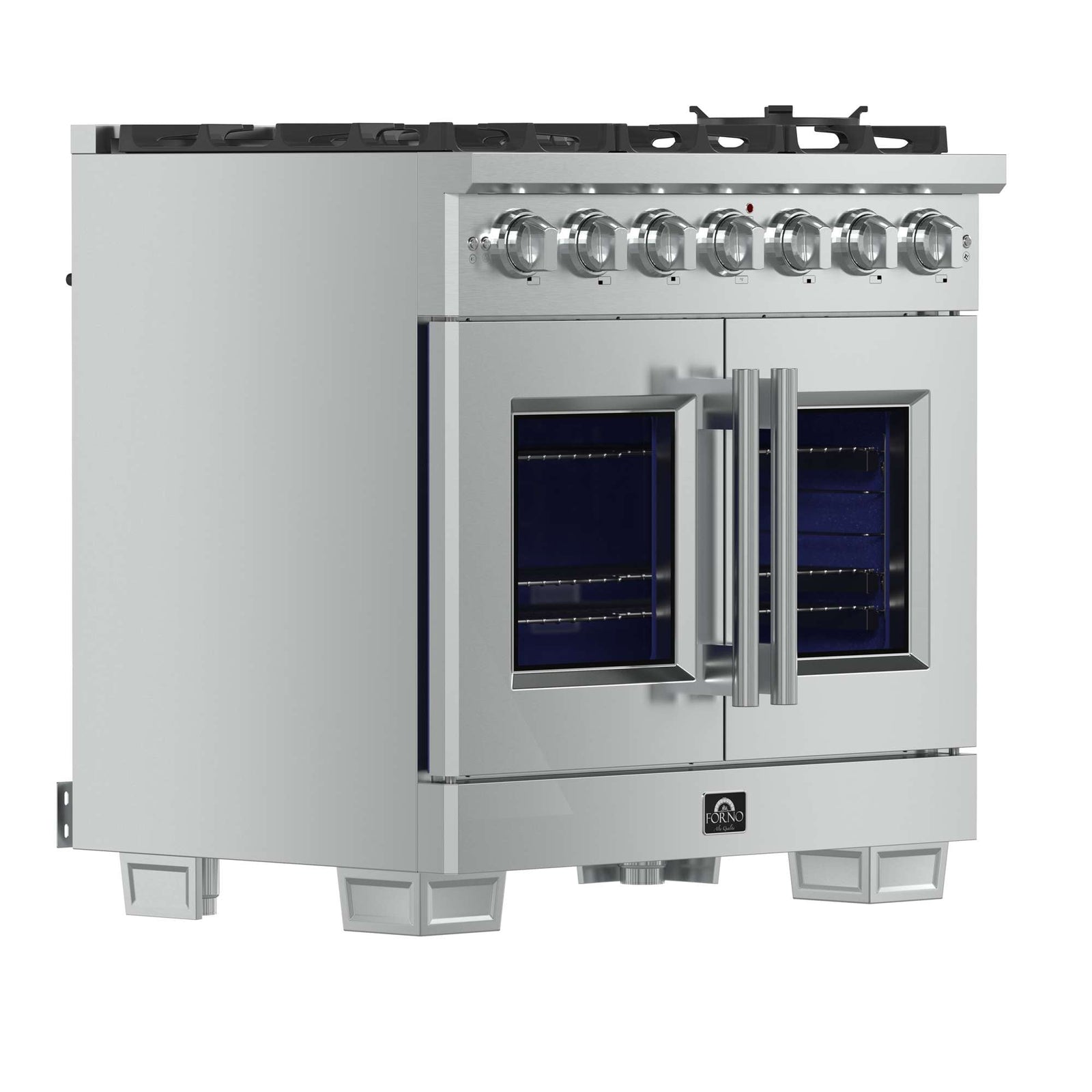 Forno Capriasca 36-Inch Freestanding French Door Gas Range, 6 Burners, Convection Oven, Energy Efficient - FFSGS6460-36
