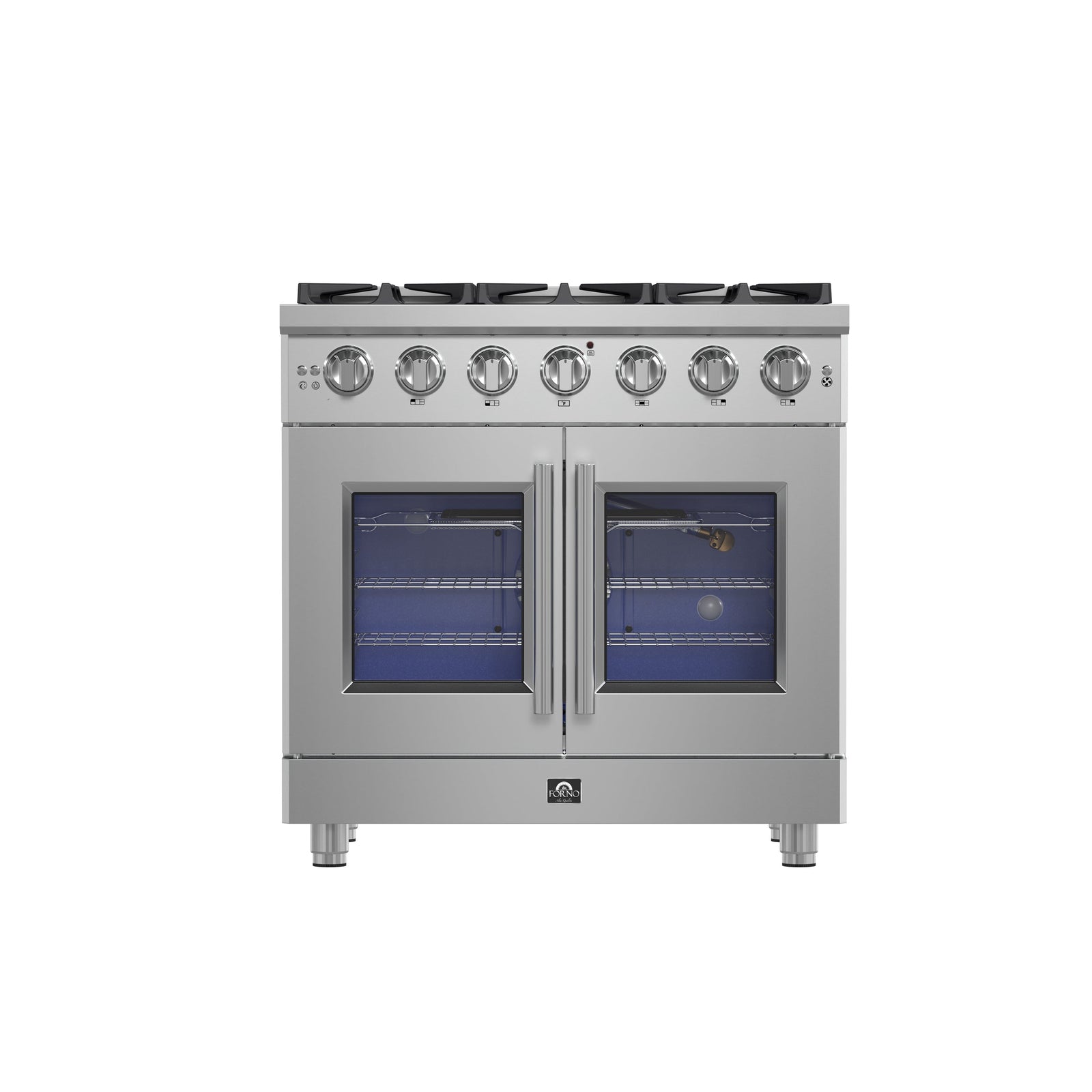 Forno Massimo 36-Inch Freestanding French Door Gas Range, 6 Burners, Convection Oven, Energy Efficient - FFSGS6439-36