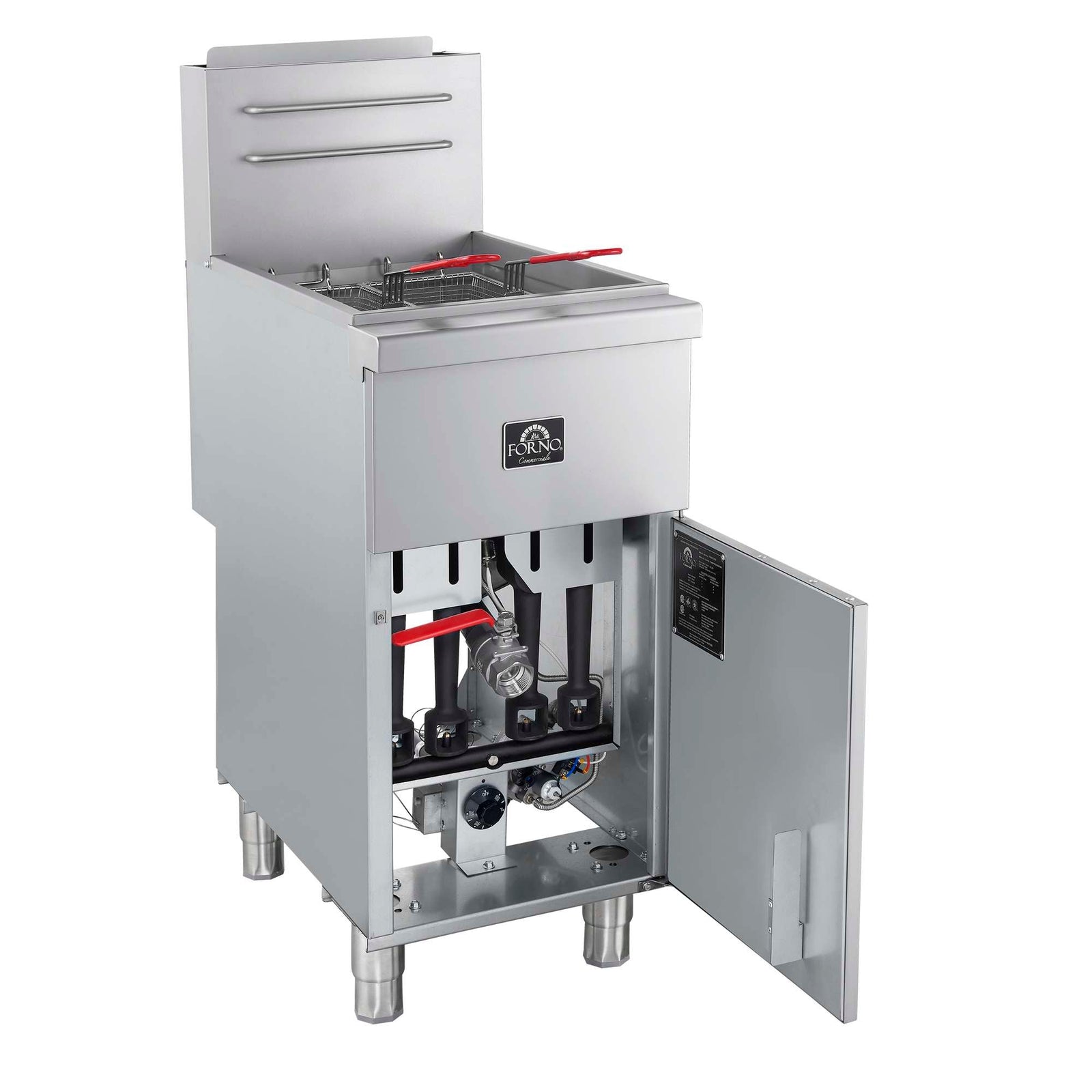Forno Commerciale Natural Gas Deep Fryer, 4 Burners 120,000 BTU, 50 lbs Oil Capacity - FCMGF0023