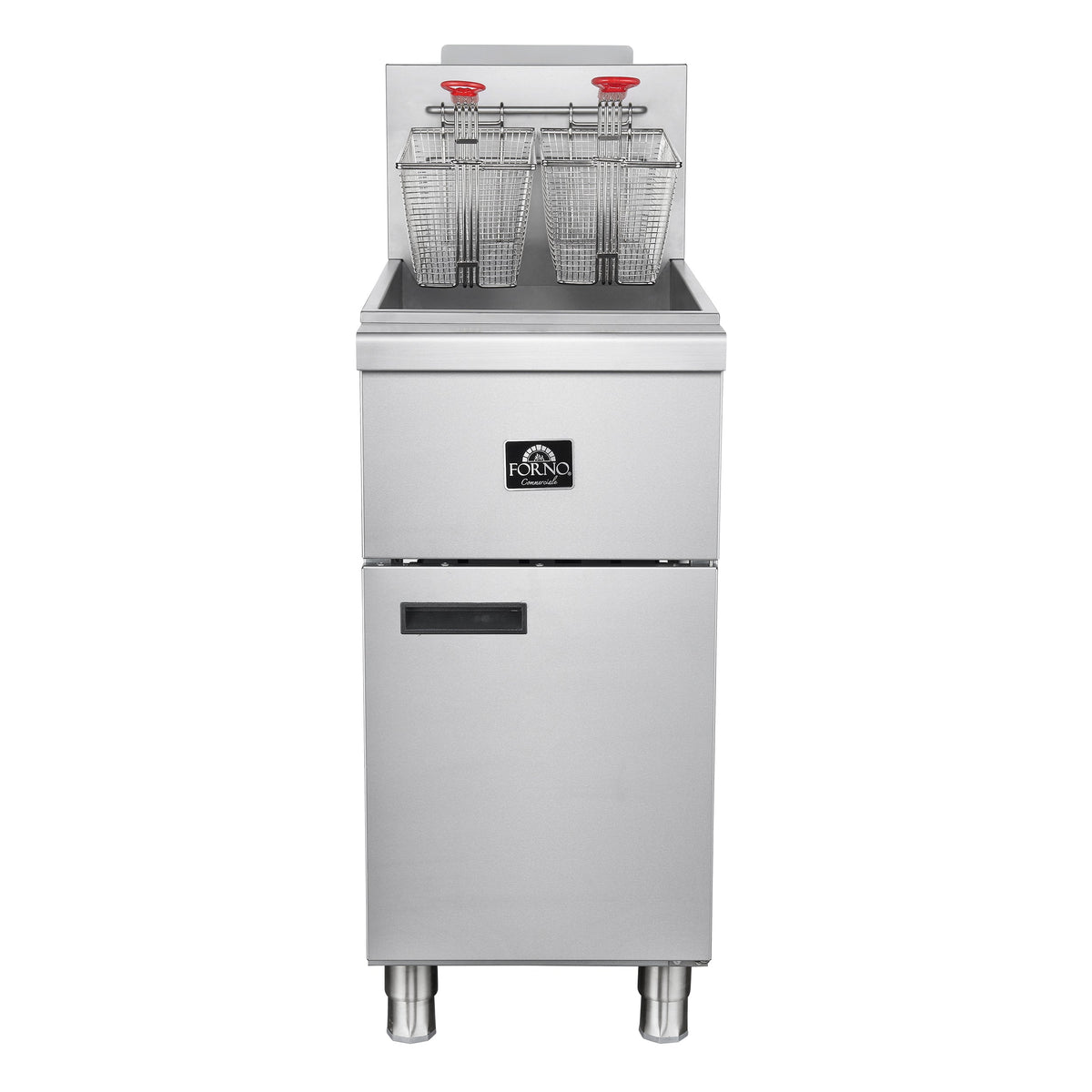 Forno Commerciale Propane Gas Deep Fryer, 4 Burners 120,000 BTU, 50 lbs Oil Capacity, Millivolt Control - FCMGF0030
