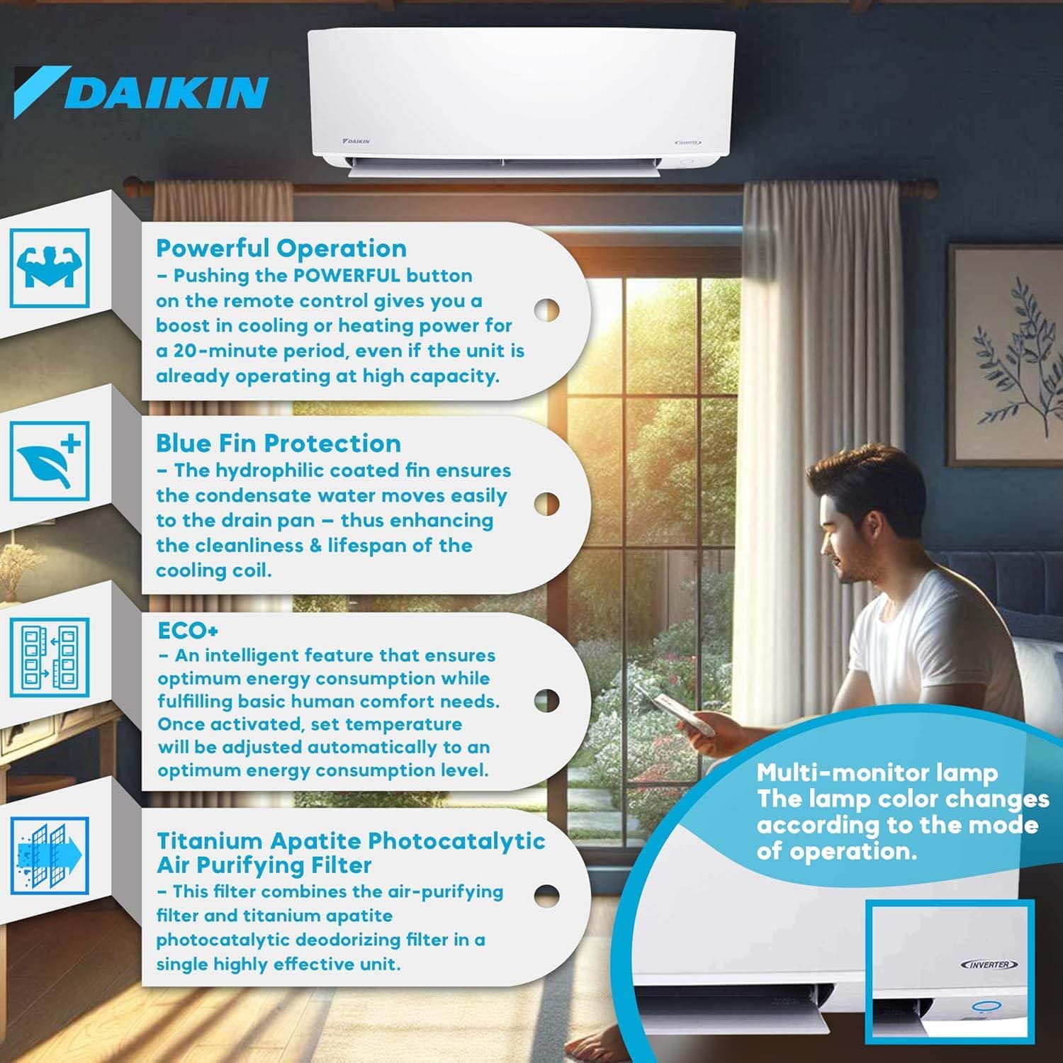 Daikin ENTRA 12,000 BTU 18 SEER2 Single Zone Wall Mount Mini Split Heat Pump System - R32 - 230V