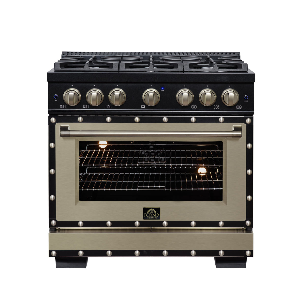 Forno Ambassador 36-inch dual fuel range, black