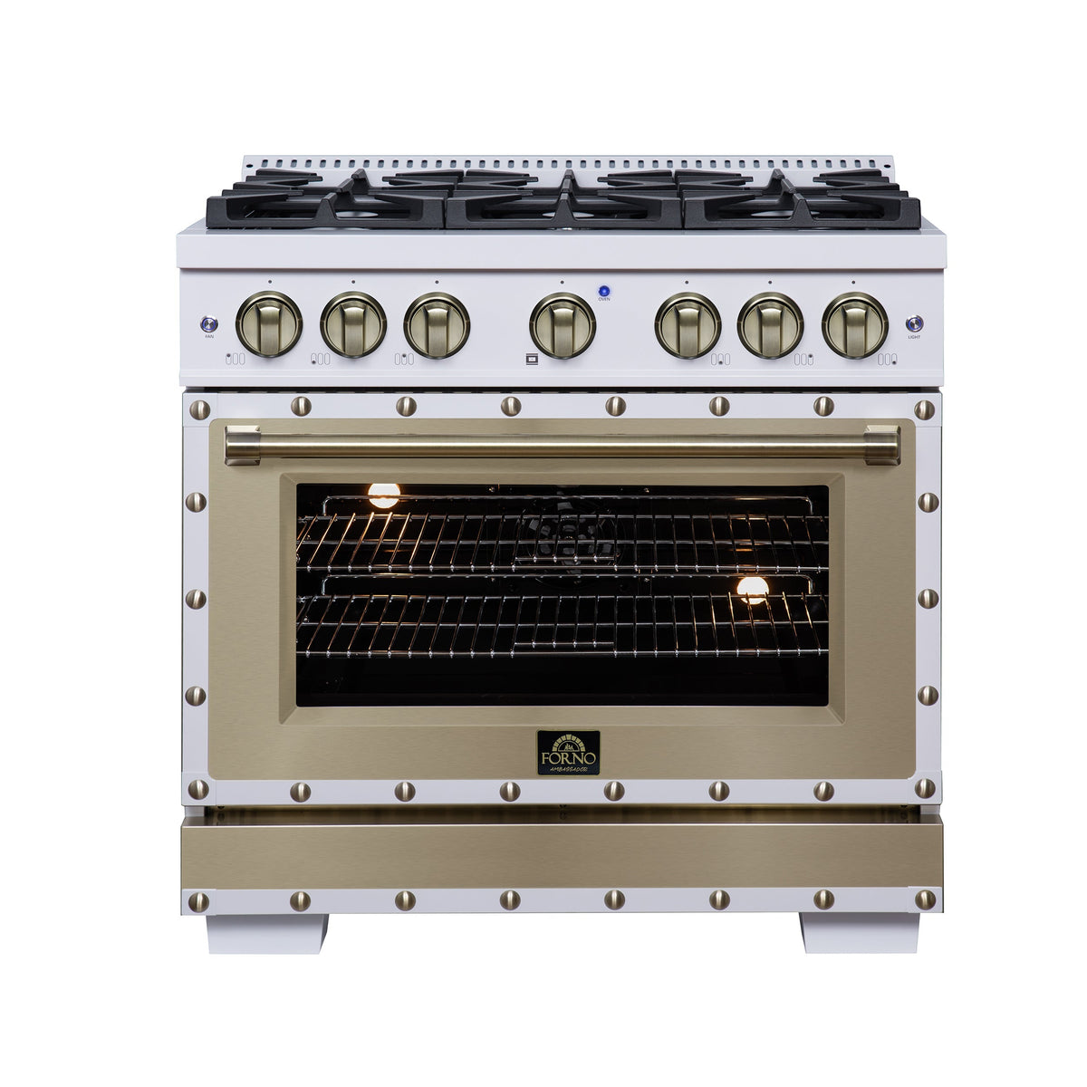 Forno Ambassador 36-inch dual fuel range, white