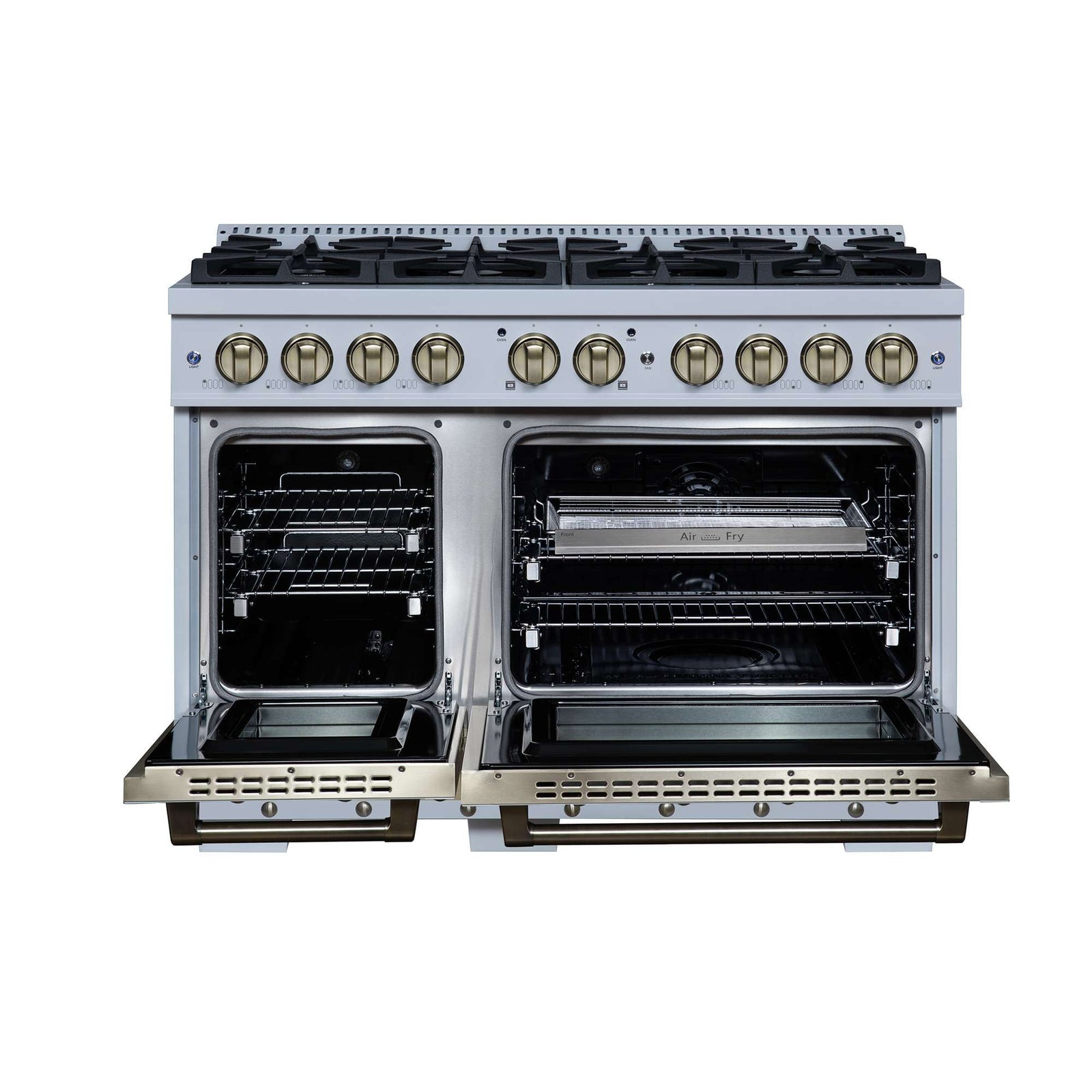 Forno Ambassador 48" Dual Fuel Range in White, 8 Sealed Burners, 94 000 BTU Cooktop Output, 6.7 Cu.Ft. Double Oven, Telescopic Racks - FFSGS6199-48CPWHT