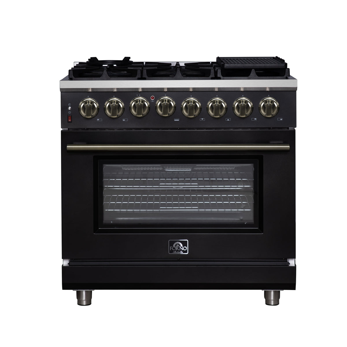 Forno Massimo 36-inch dual fuel range, black