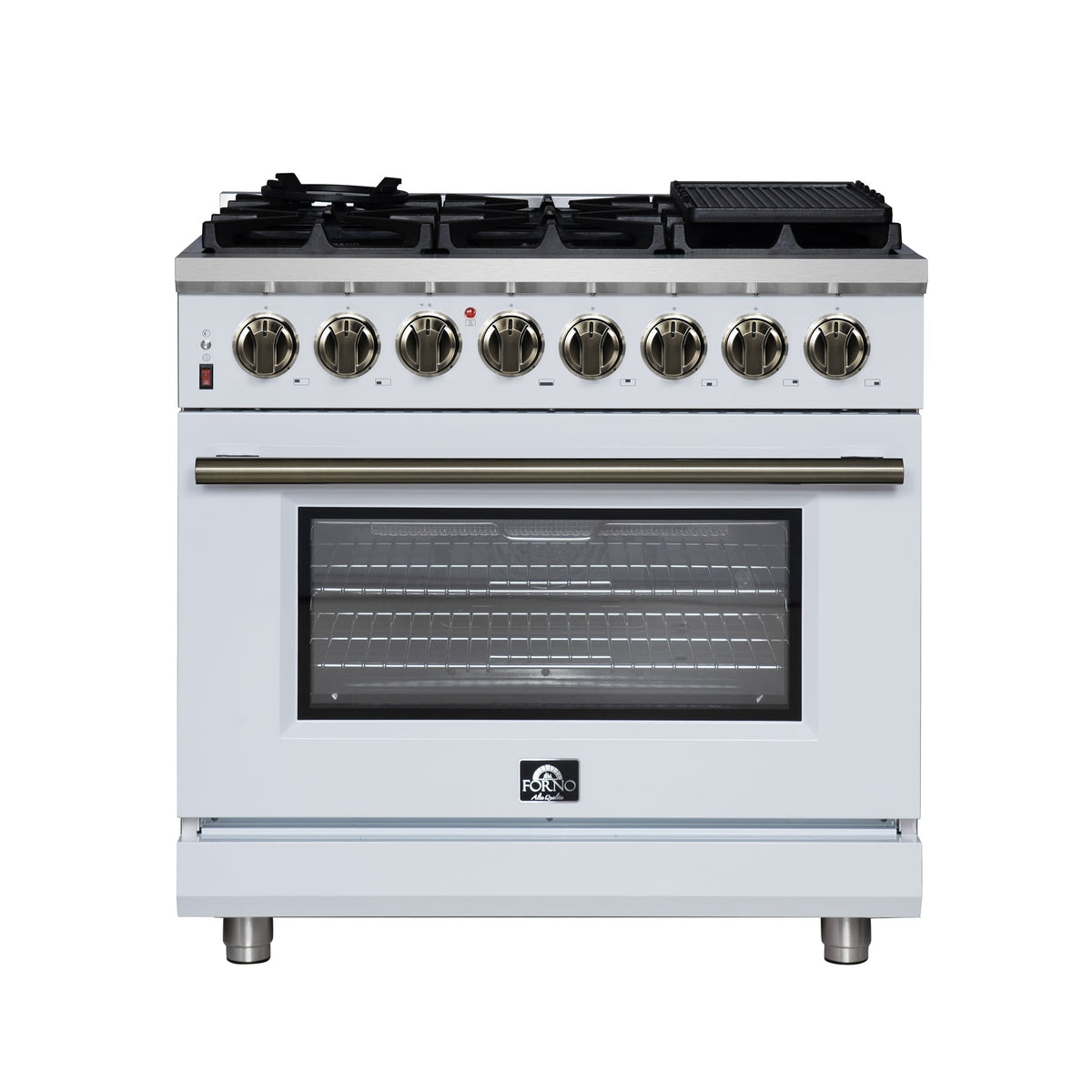 Forno Massimo 36-inch dual fuel range, white