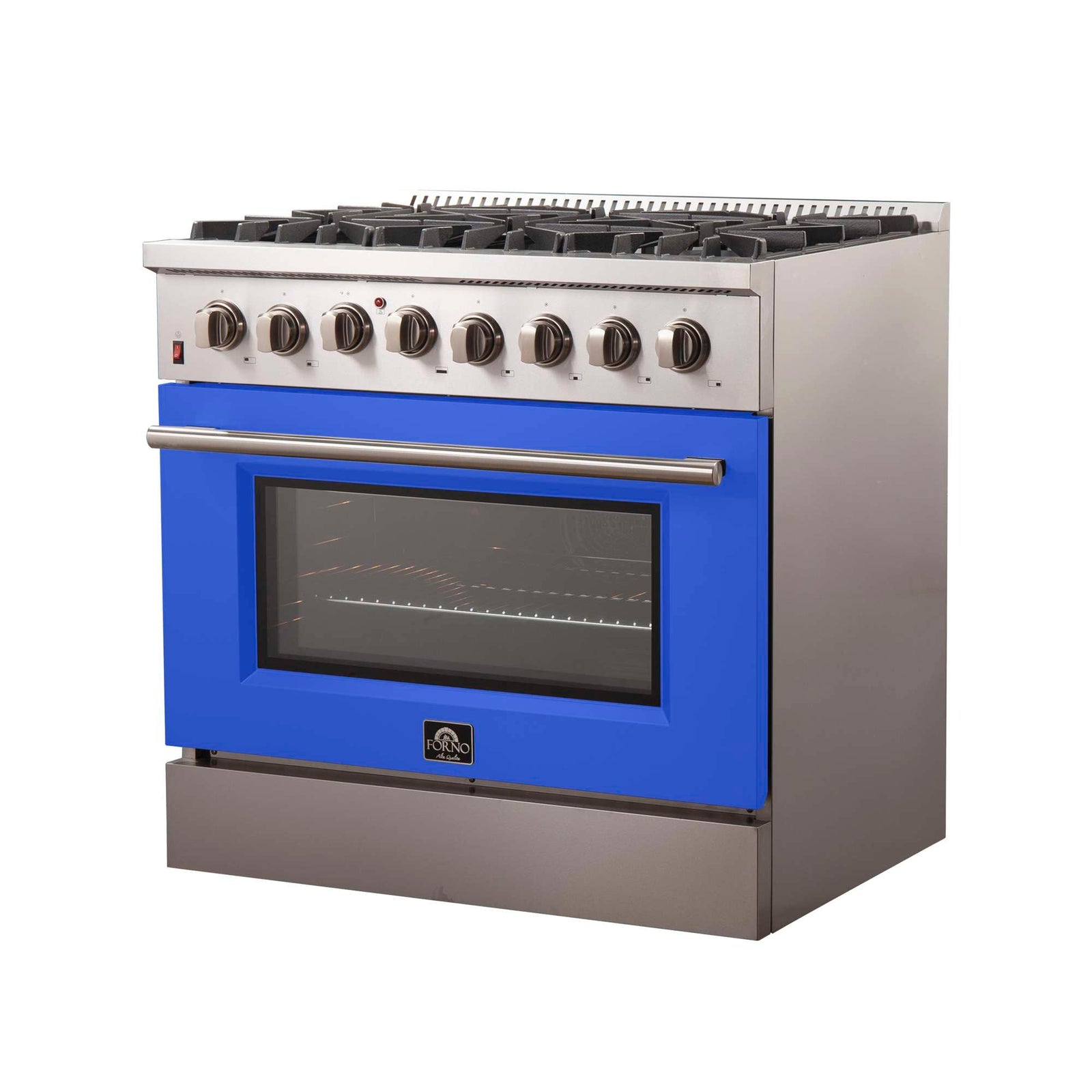 Forno Galiano 36-Inch Freestanding Dual Fuel Range, 6 Burners, Double Convection Ovens, Blue Door - FFSGS6156-36BLU