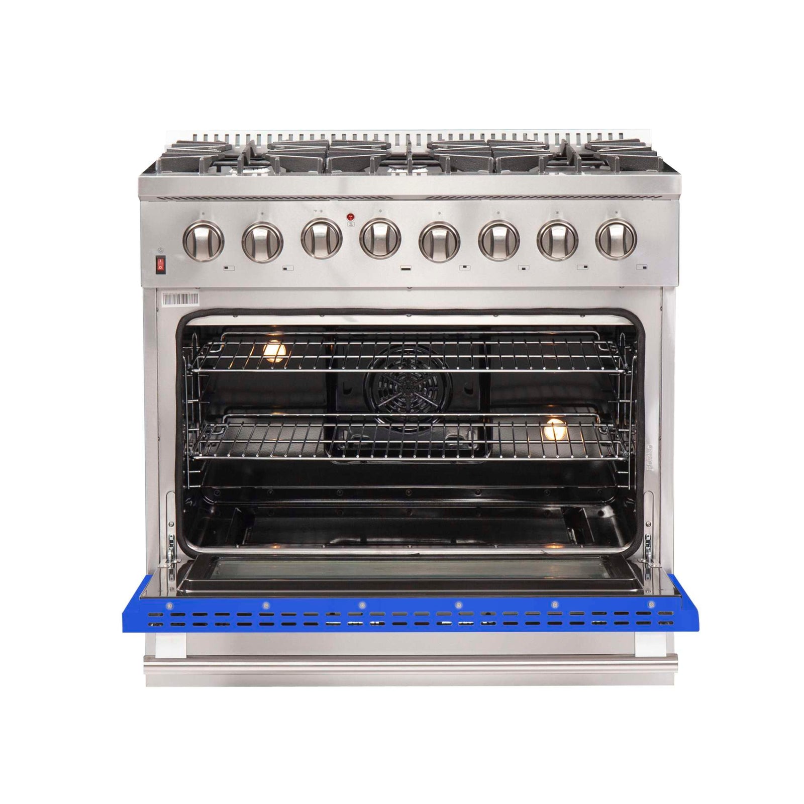 Forno Galiano 36-Inch Freestanding Dual Fuel Range, 6 Burners, Double Convection Ovens, Blue Door - FFSGS6156-36BLU