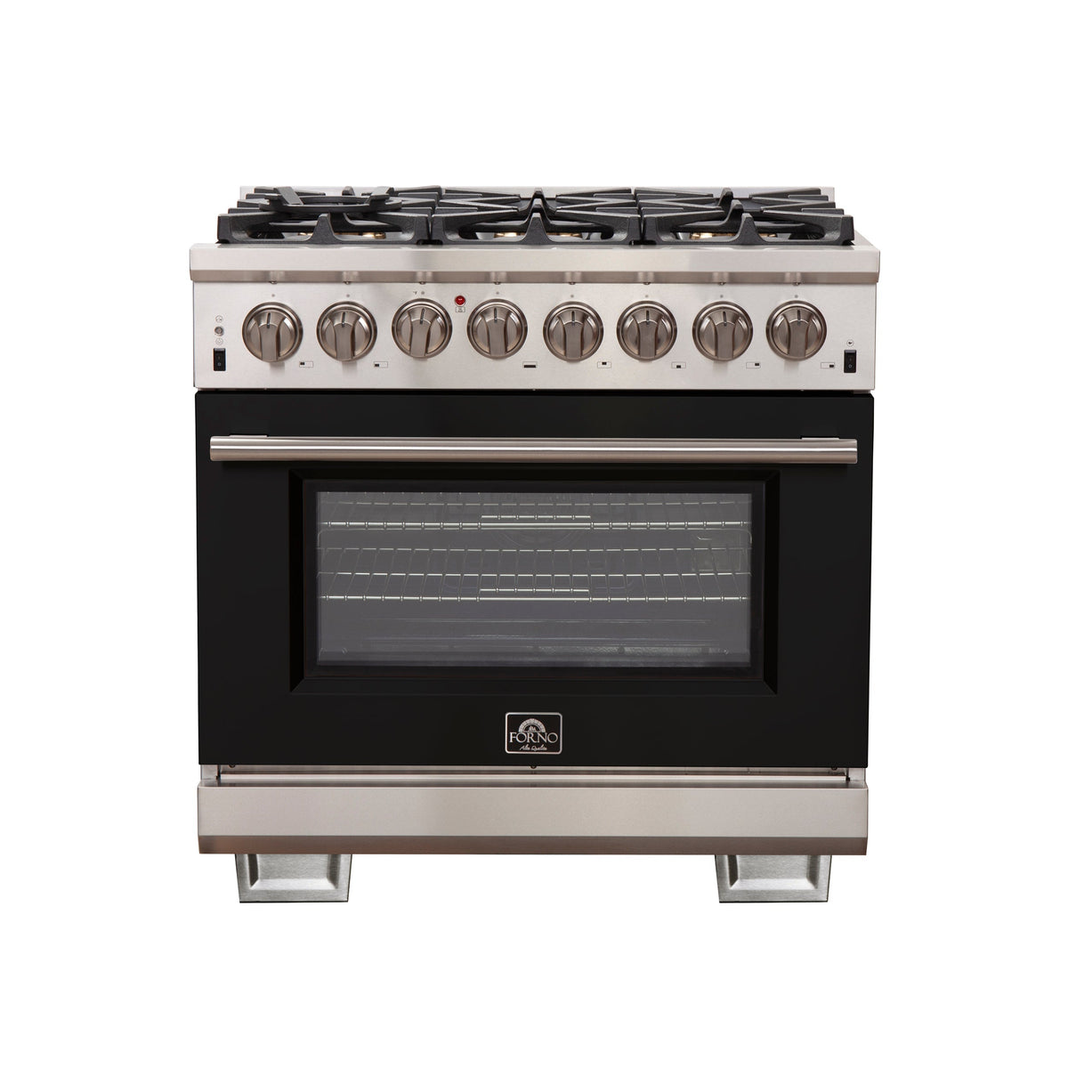 Forno Capriasca 36-inch dual fuel range, black