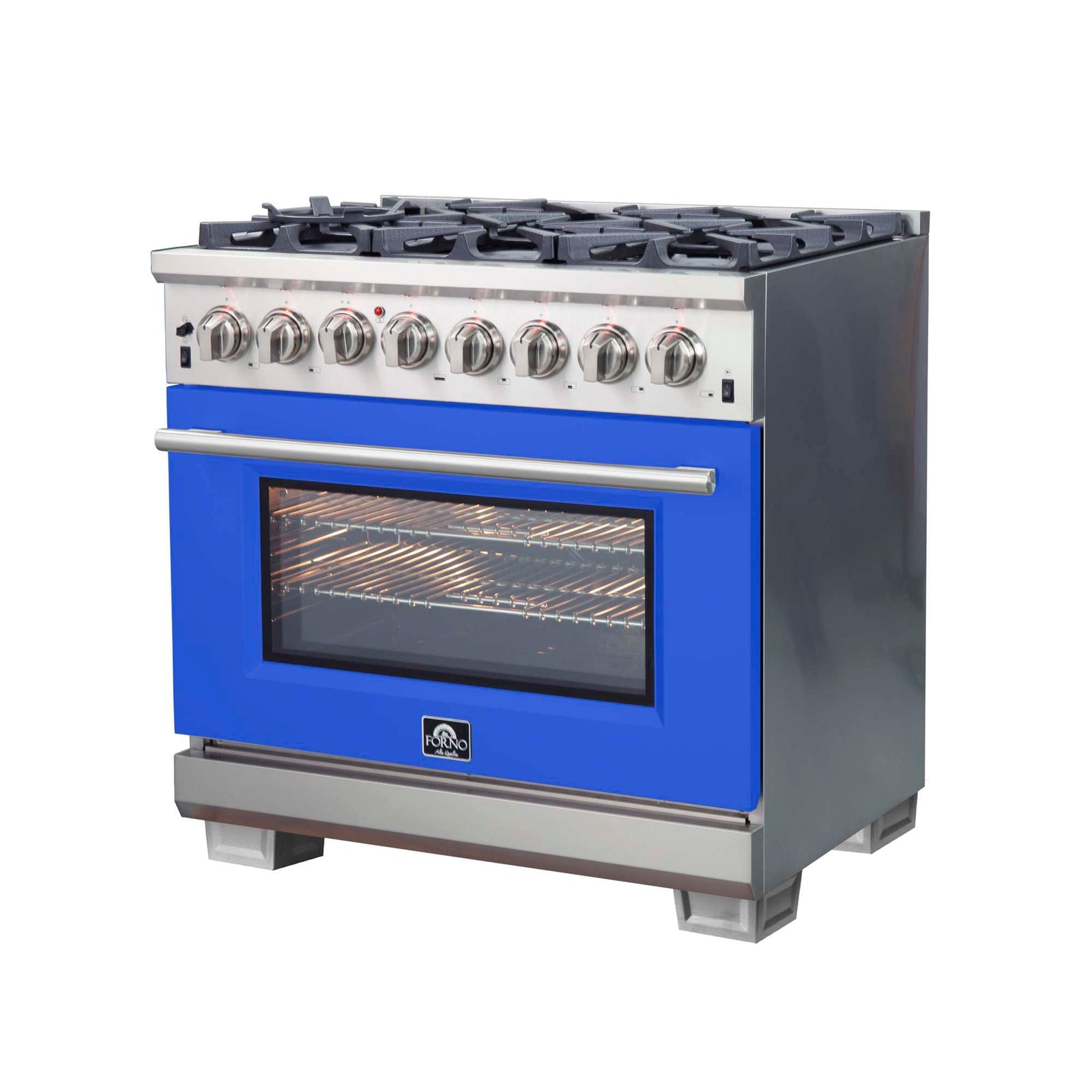 Forno Capriasca 36-Inch Freestanding Dual Fuel Range, 6 Burners, True Convection Oven, Blue Door - FFSGS6187-36BLU
