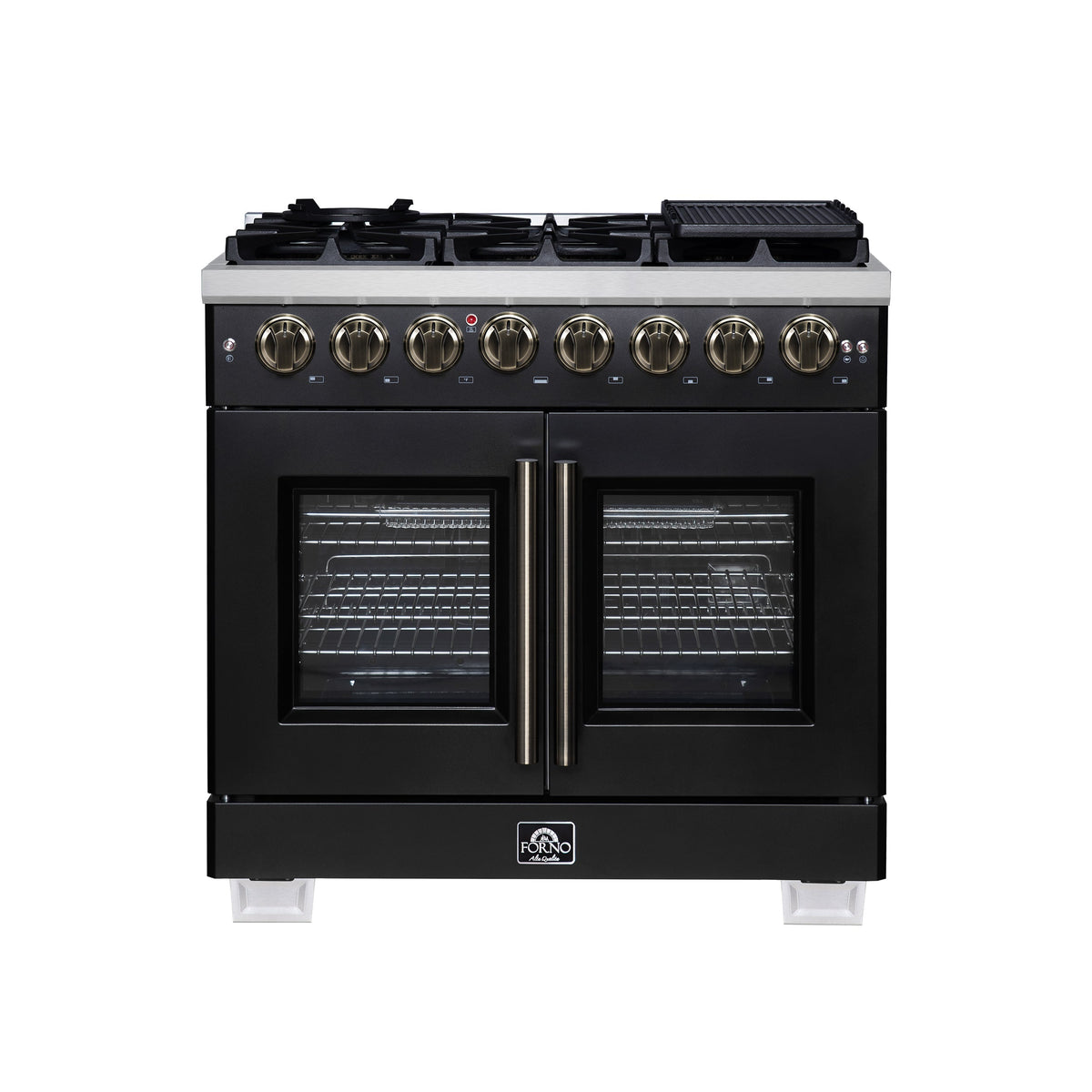 Forno Capriasca 36-inch french door dual fuel range, black