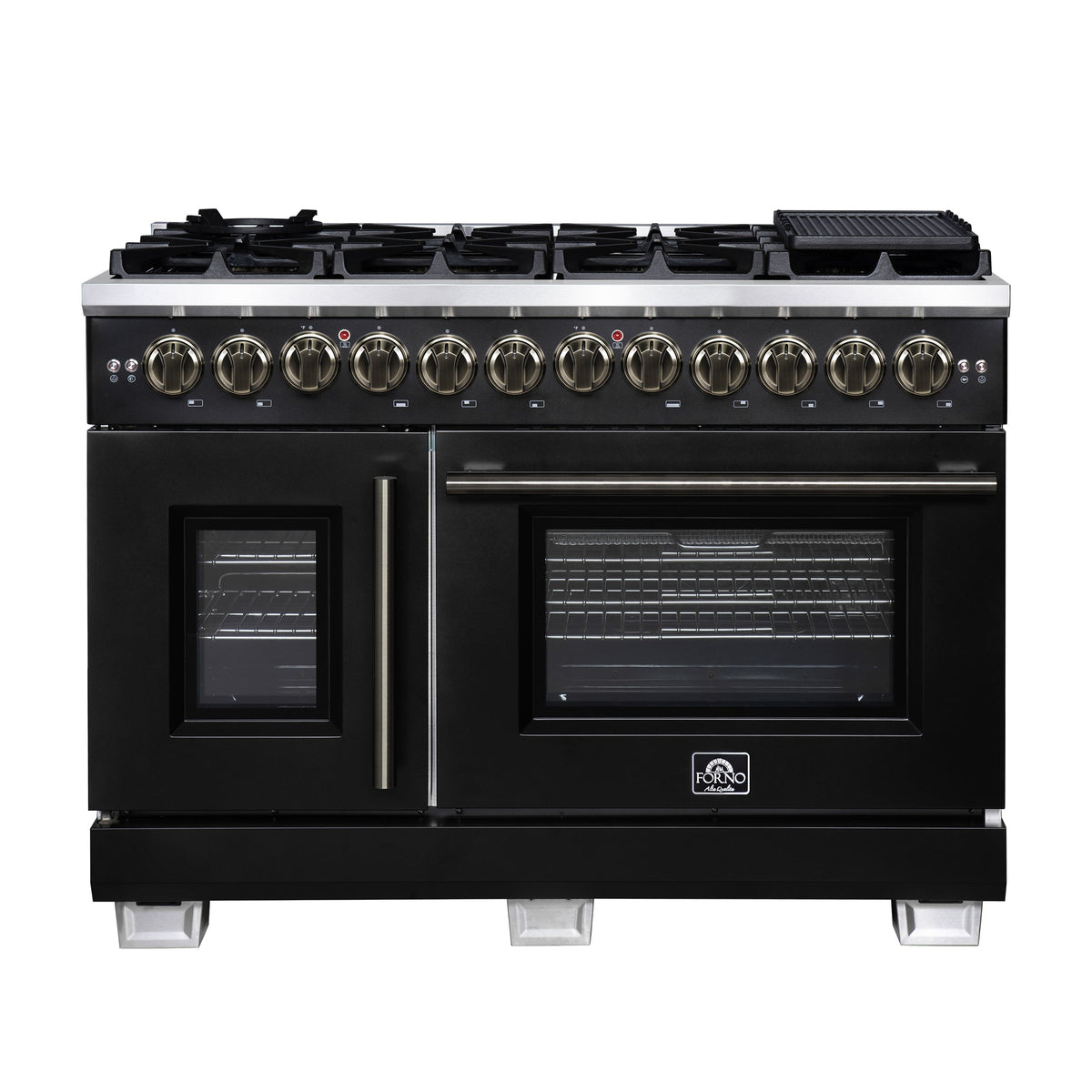 Forno Capriasca 48-inch french door dual fuel range, black