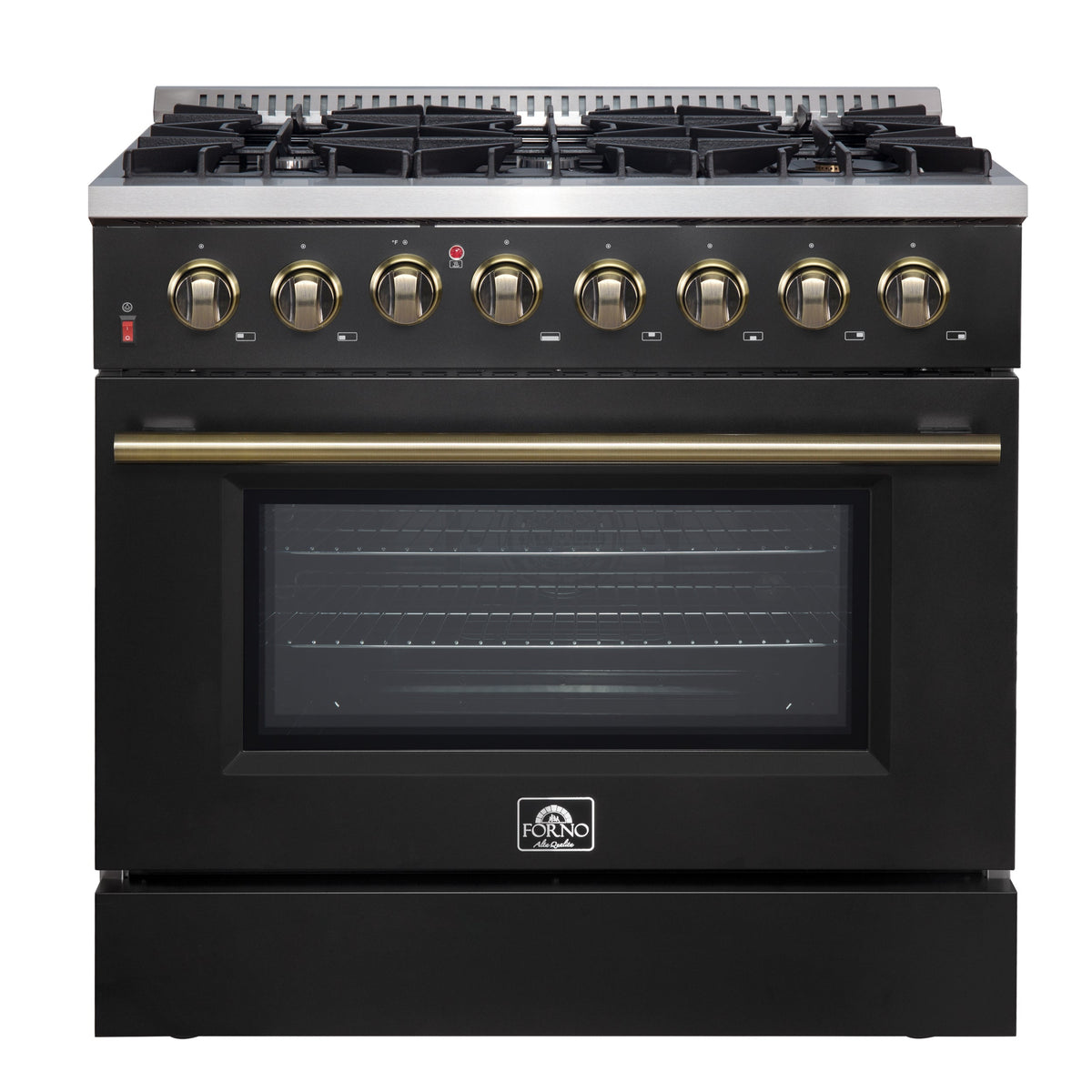 Forno Galiano 36-inch dual fuel range, black