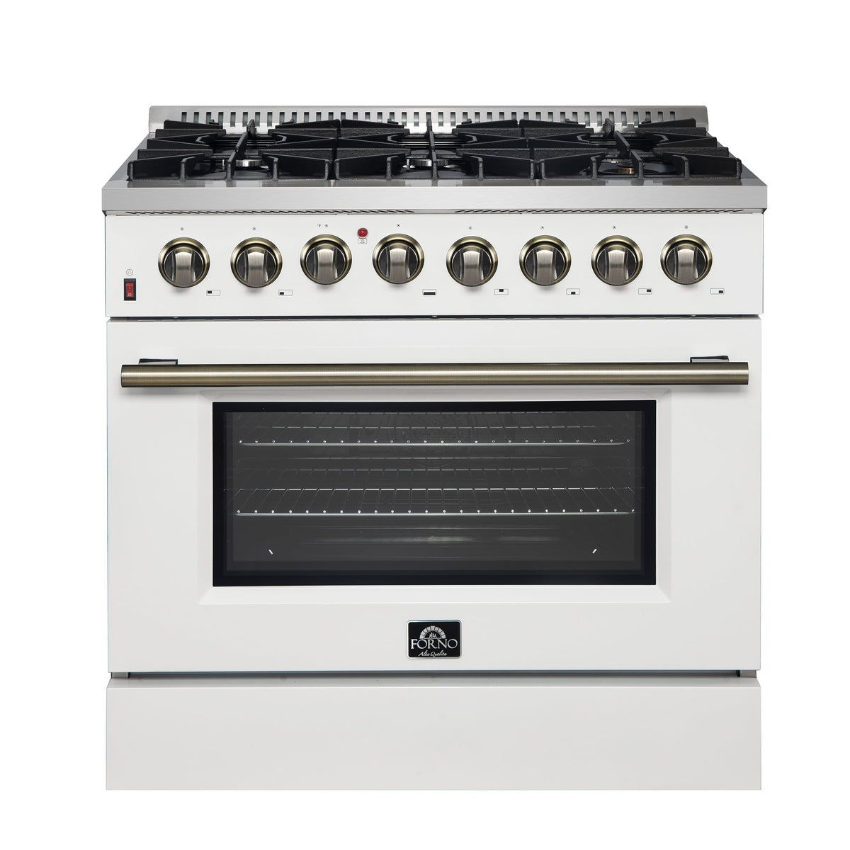 Forno Galiano 36-inch dual fuel range, white