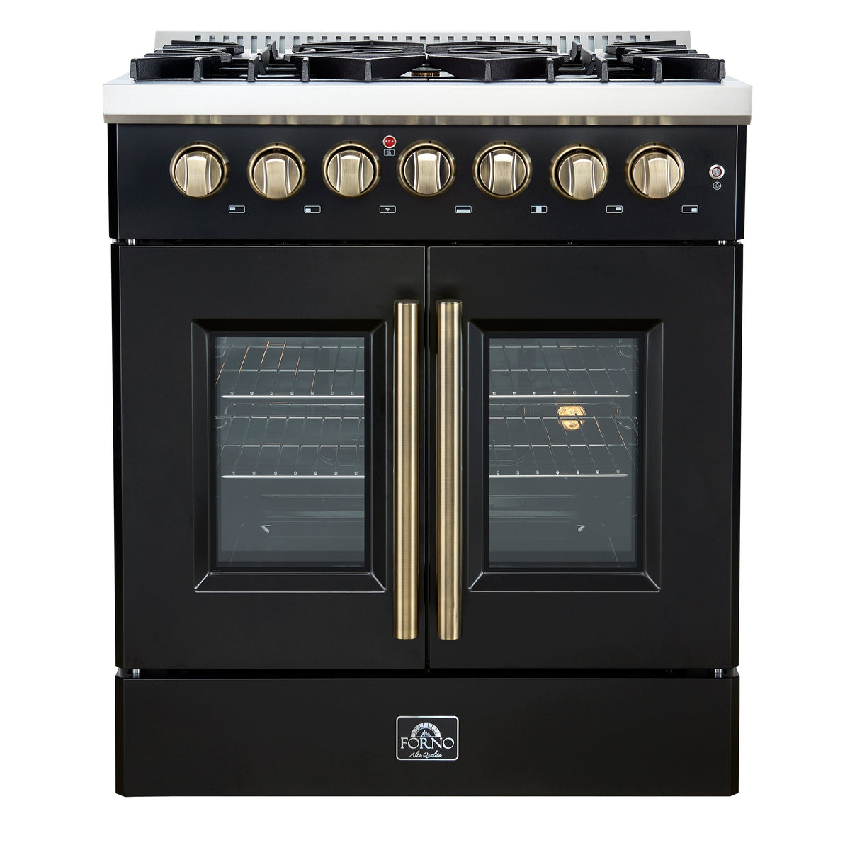 Forno Galiano 30-inch french door dual fuel range, black