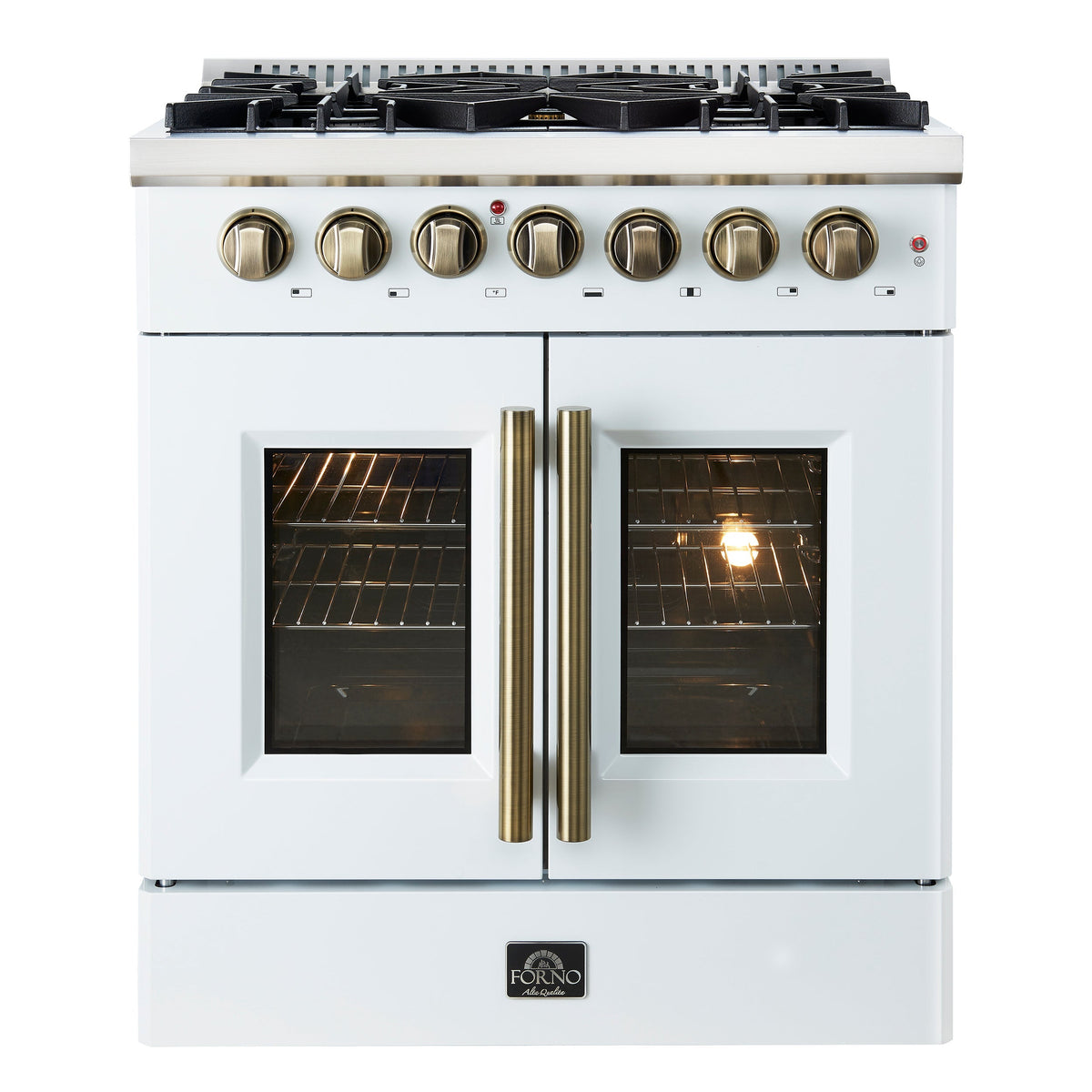 Forno Galiano 30-inch french door dual fuel range, white