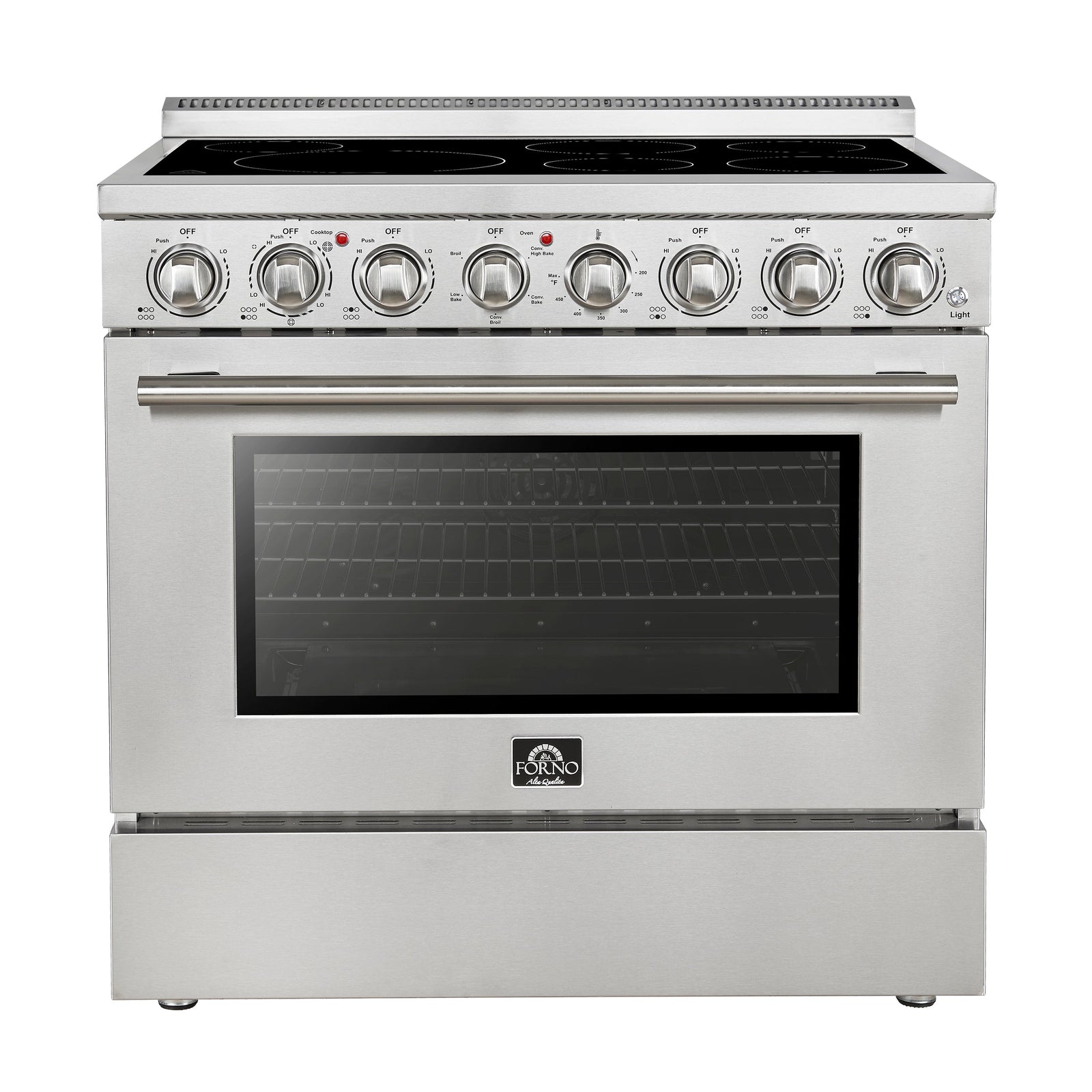Forno Paolo 36 Inch Freestanding Electric Range, Stainless Steel, 5.44 cu.ft, True Convection Oven, Energy Efficient - FFSEL6011-36