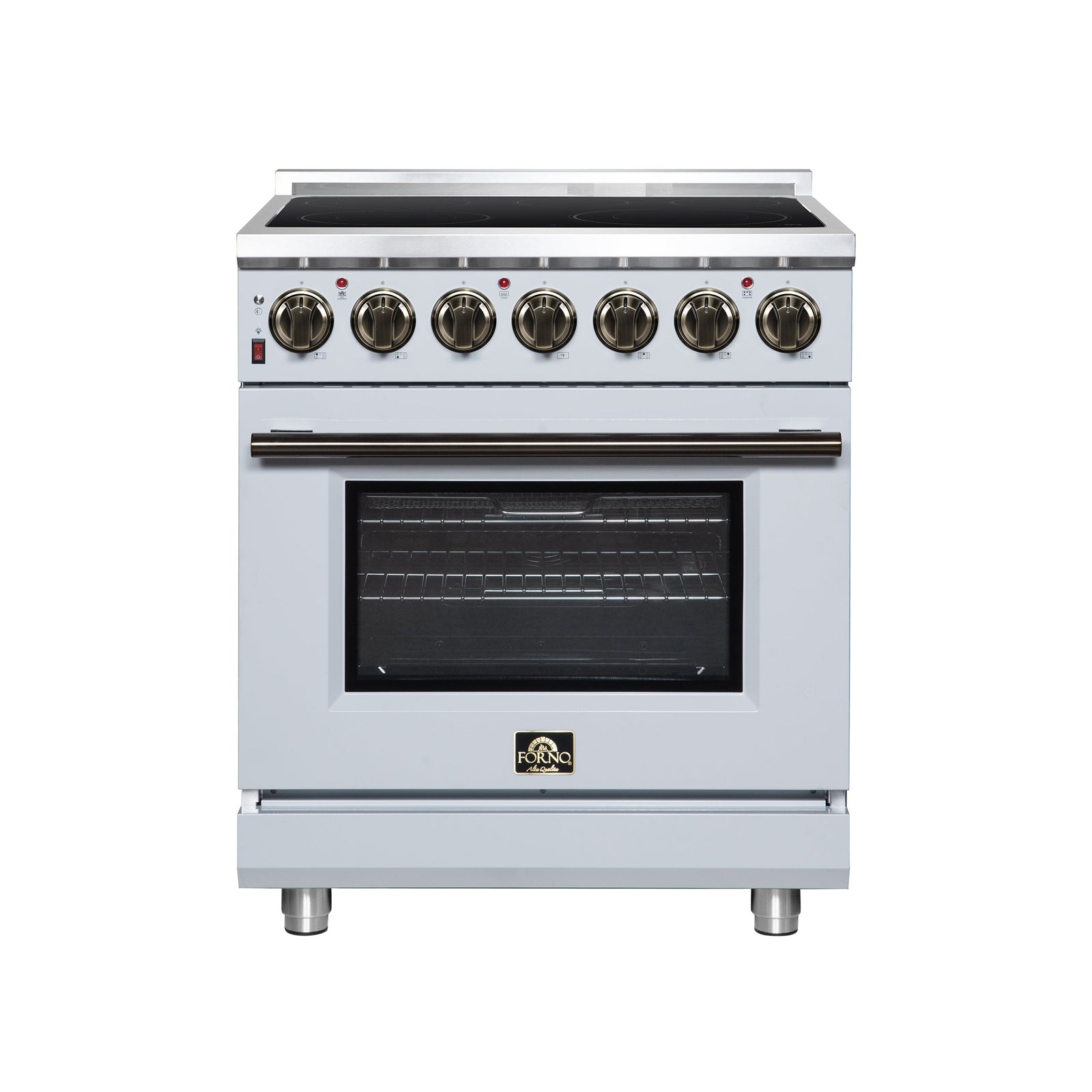 Forno Massimo 30 Inch Freestanding Electric range, 5 radiant burners, 4.32 cf. True Convection oven, Air Fryer Kit, White - FFSEL6020-30WHT