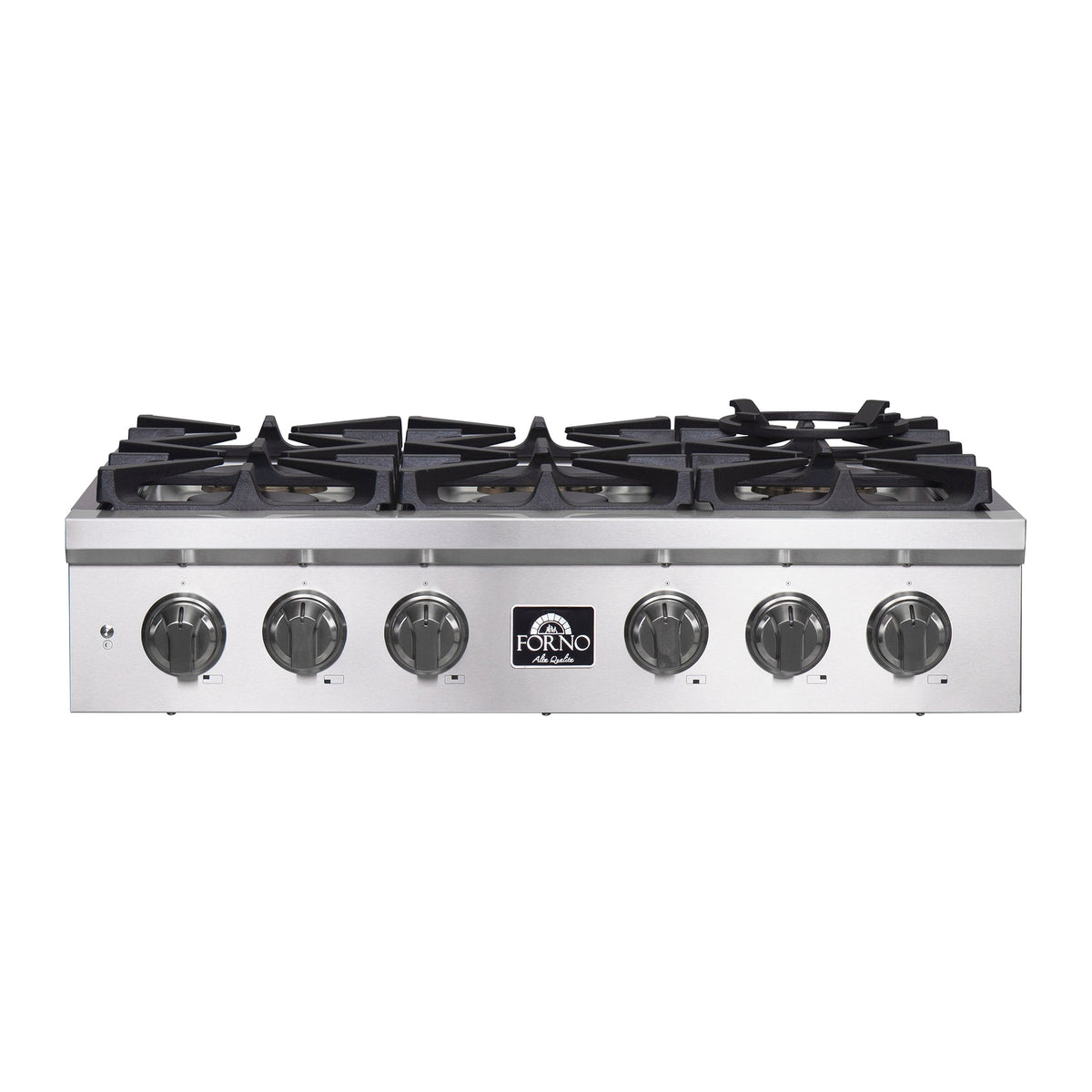 Forno Spezia Alta Qualita 36-Inch Pro-Style Gas Rangetop, Stainless Steel, 6 Sealed Burners, Continuous Cast Iron Grates, High Heat Output - FCTGS5751-36