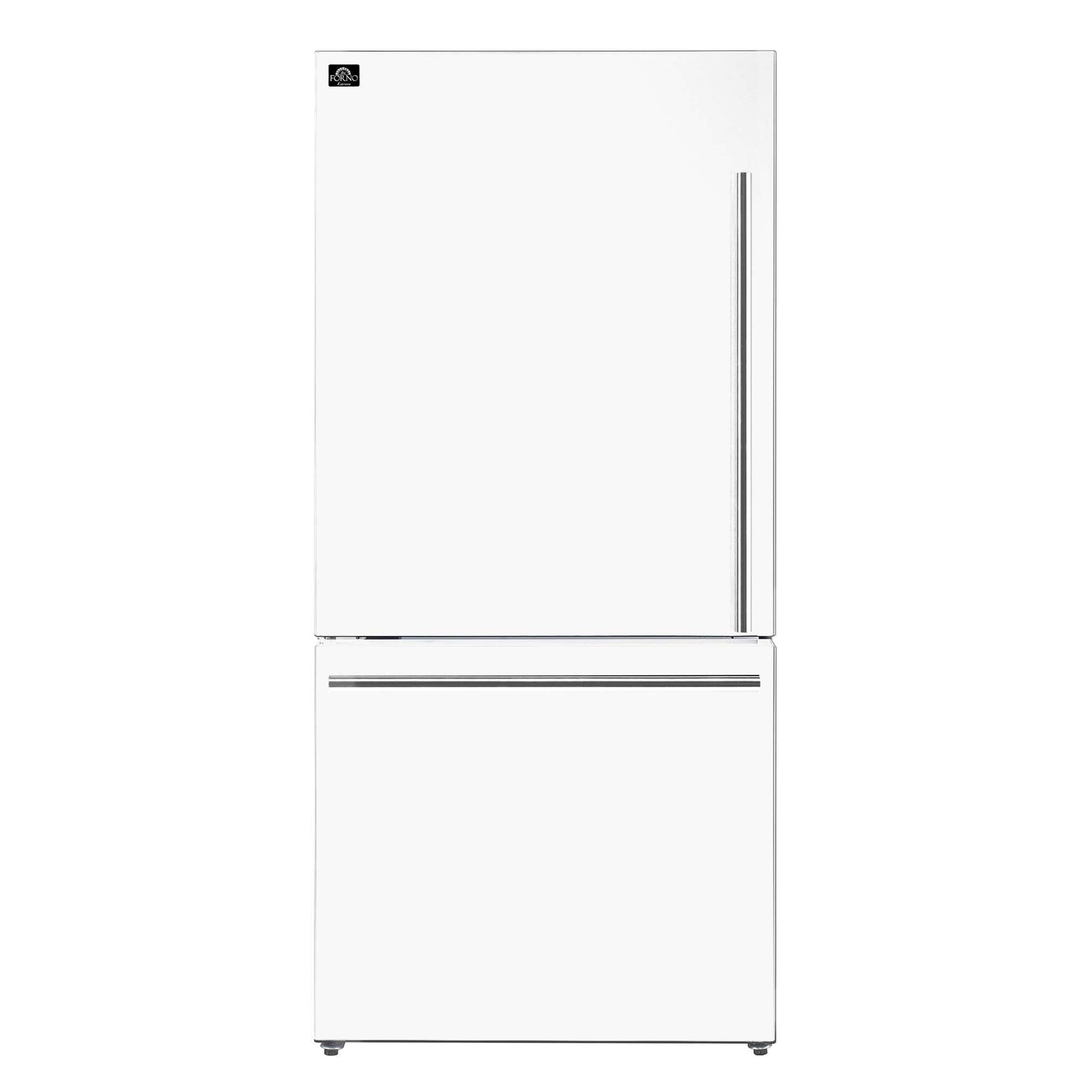 Forno Milano 2-Piece 62-Inch Freestanding Dual Bottom Freezer Refrigerator, White – 34.4 cu.ft, Touch Control, Ice Maker - FFFFD1787-60WHT