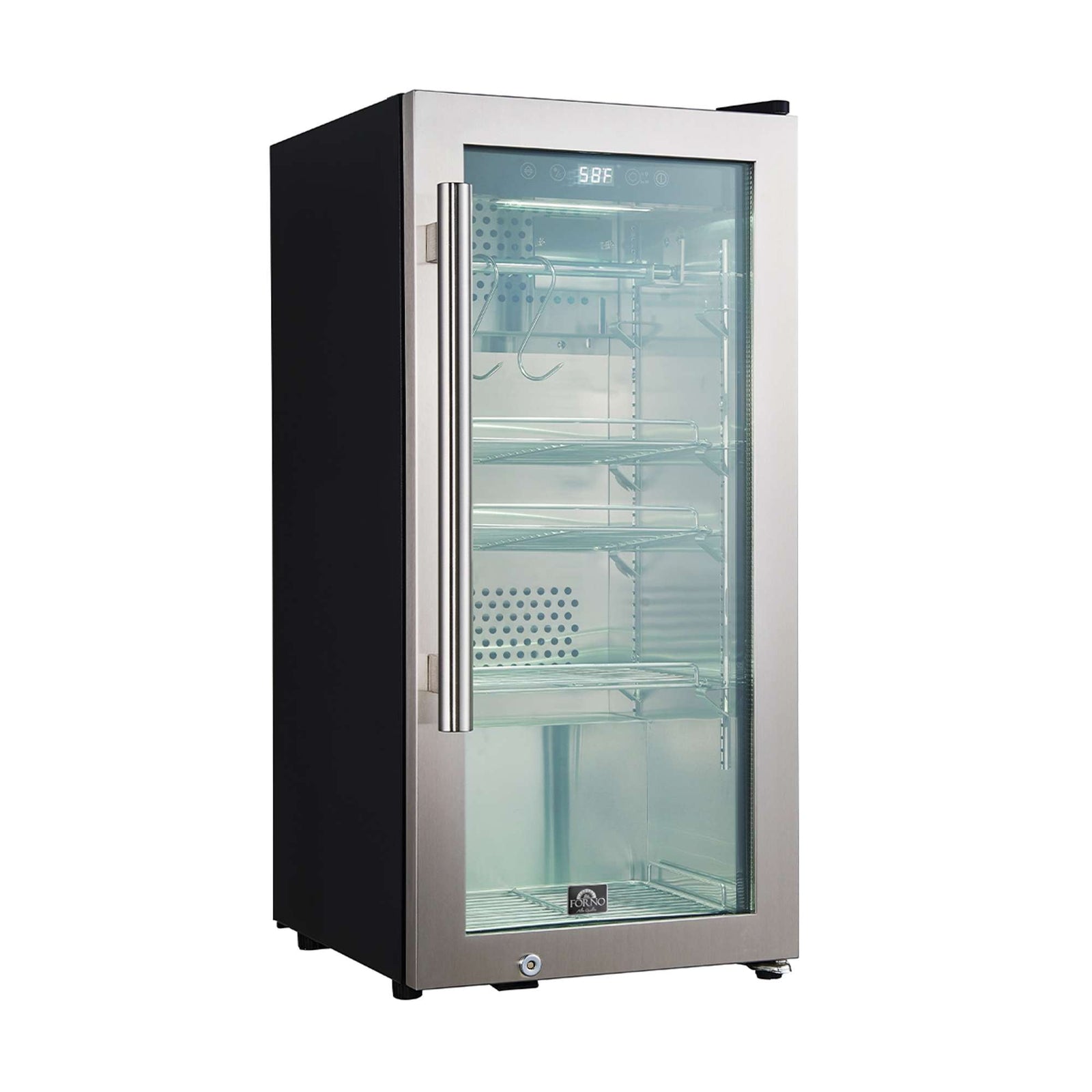 Forno Asciutto 16-Inch Dry Aging Cabinet, Stainless Steel 304, 2.65 cu.ft, LED Lighting, Adjustable Shelves - FFSDA6857-16