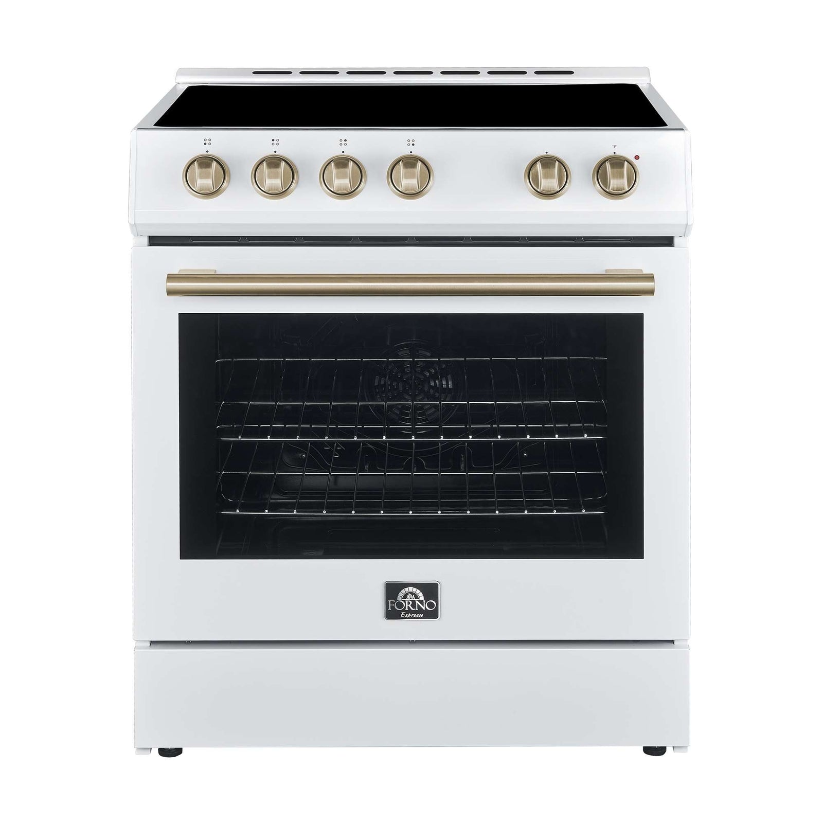Forno Premium 2-Piece Kitchen Bundle - Leonardo Espresso 30" White Range, 31" White Bottom Freezer Refrigerator - FBDL-003-03US