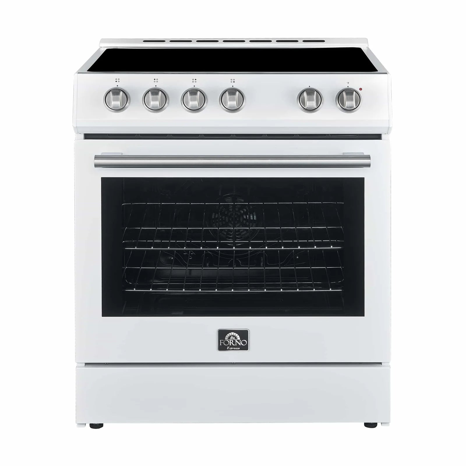 Forno 2-Piece Appliance Package - 30-Inch Electric Range and 30-Inch Refrigerator in White with Stainless Steel Handle (FBDL-003-11US)