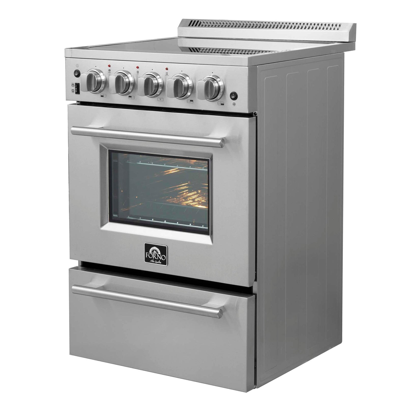 Forno Loiano 24 Inch Freestanding Electric Range Stainless Steel with Storage Drawer - FFSEL6069-24