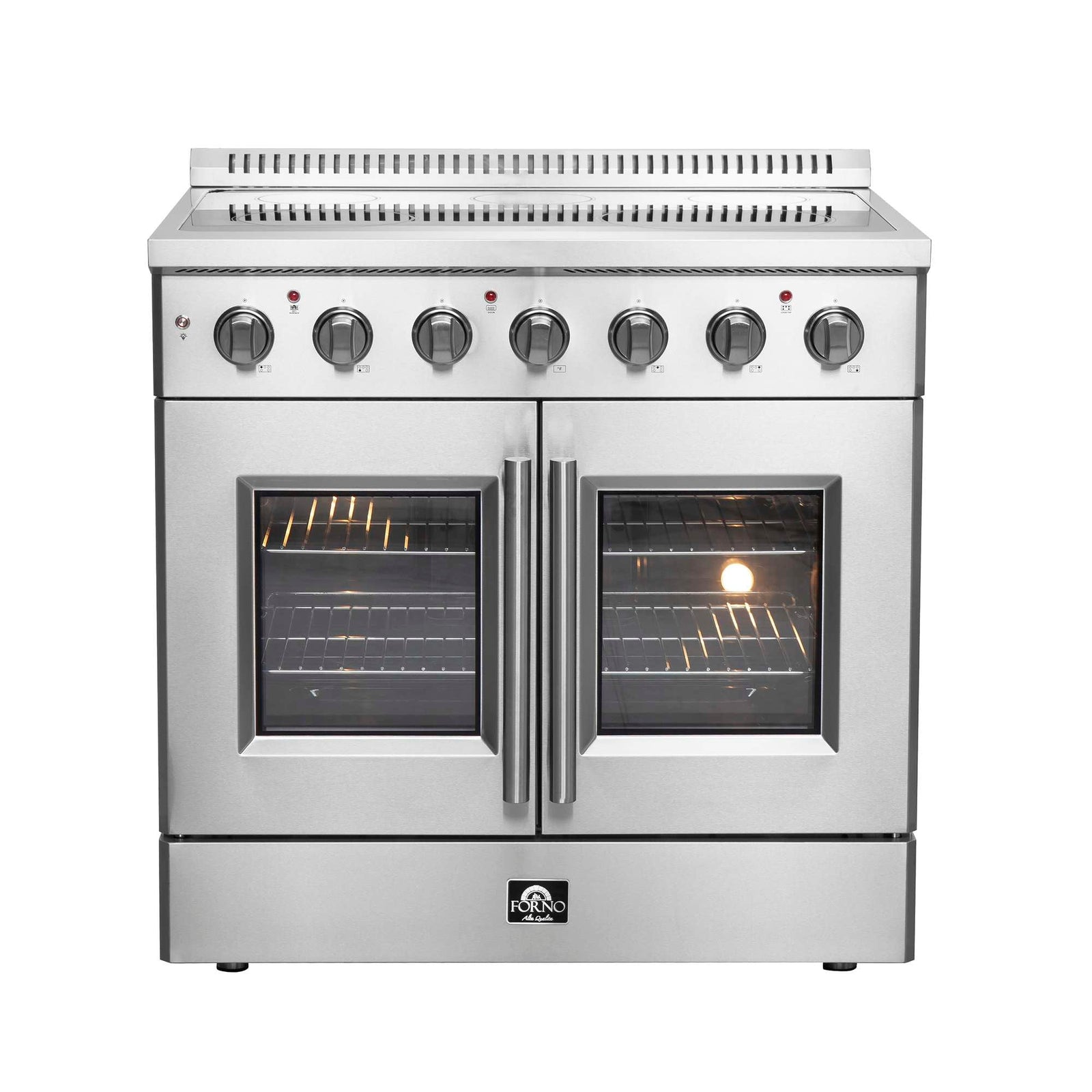 Forno Galiano 36-Inch Freestanding French Door Electric Range, True Convection, Energy Efficient - FFSEL6917-36