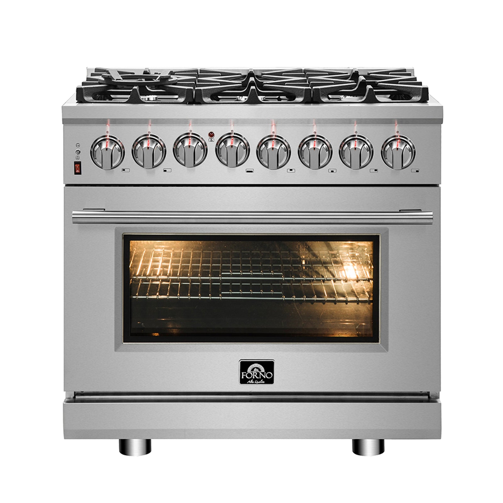 Forno Massimo 36-Inch Freestanding Dual Fuel Range, 6 Burners, Double Convection Ovens - FFSGS6125-36