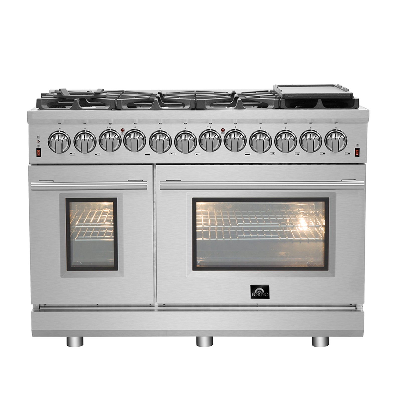 Forno Massimo 48-Inch Freestanding Dual Fuel Range, 8 Burners, Double Convection Ovens - FFSGS6125-48