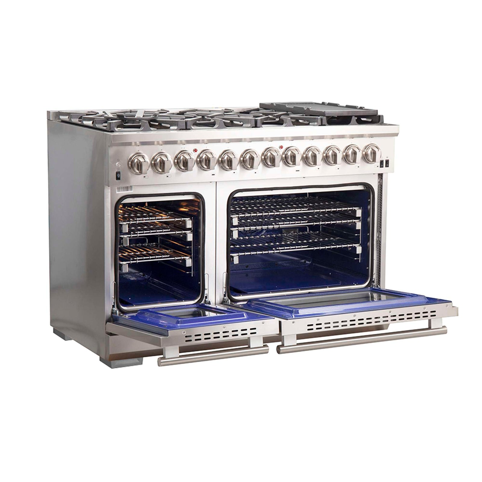 Forno Capriasca 48-Inch Freestanding Dual Fuel Range, 8 Burners, True Convection Oven - FFSGS6187-48