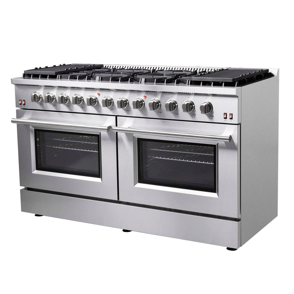 Forno Galiano 60-Inch Freestanding Gas Range, 10 Burners, Double Ovens, Griddle, Energy Efficient - FFSGS6244-60