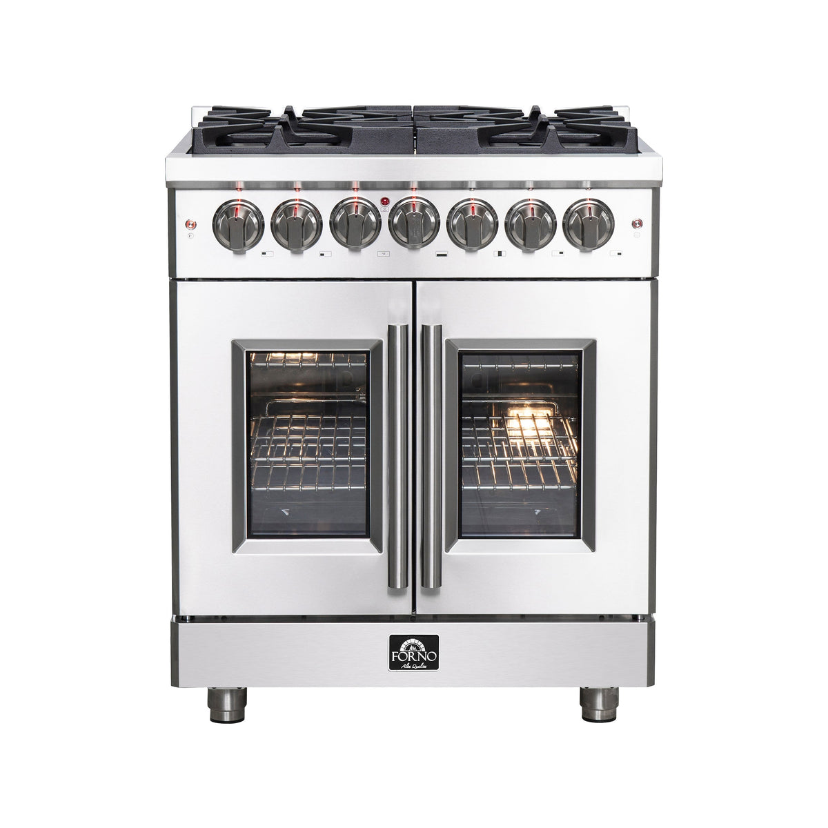 Forno Massimo 30-inch french door dual fuel range, stainless steel